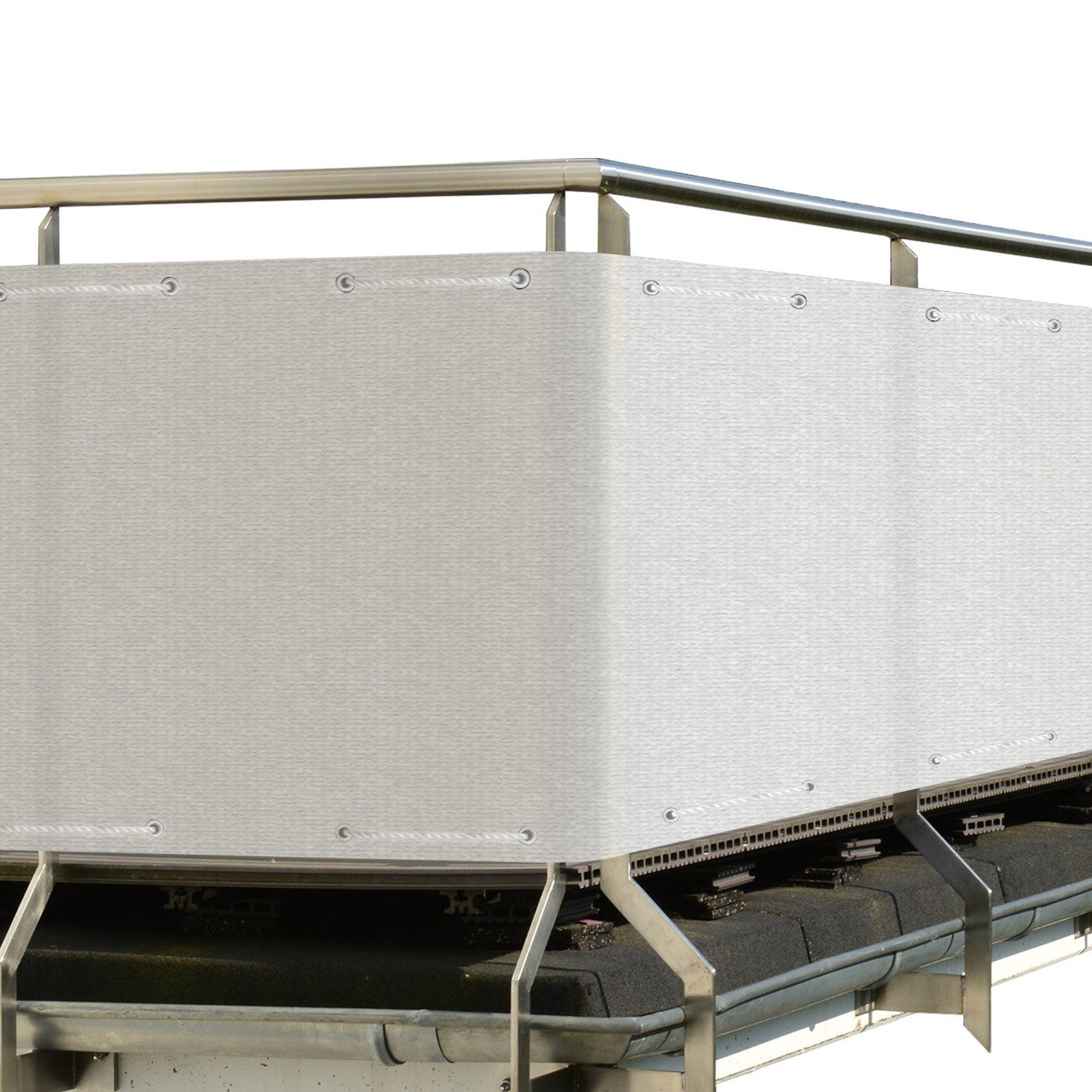 Sol Royal Balkonsichtschutz Balkon Sichtschutz blickdichte Balkonumspannung 90x500 cm, Weiß Schutz für Balkon Geländer Sichtschutz Abdeckung mit Ösen und Kordel