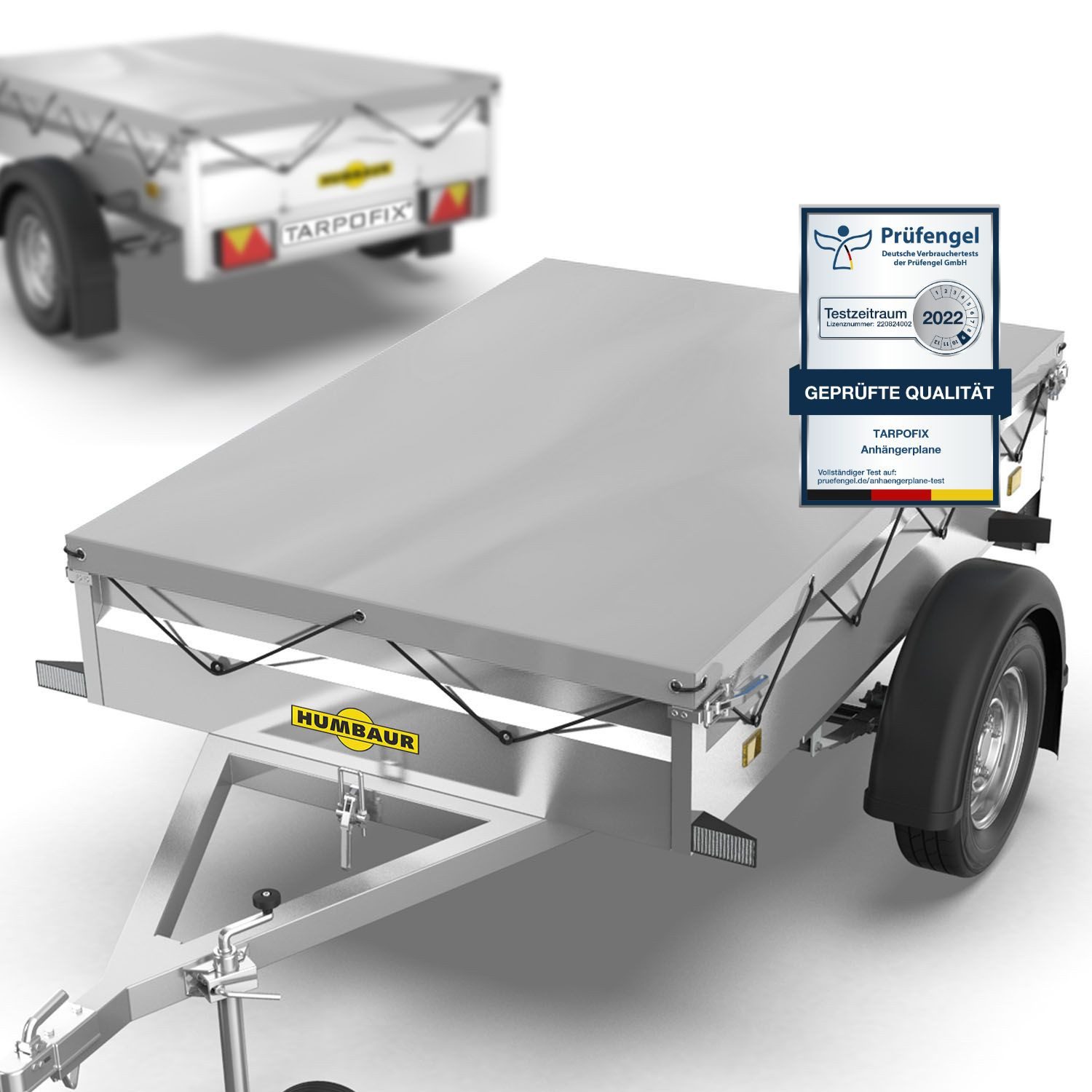 Tarpofix® Schutzplane Tarpofix Anhängerplane 211x116 cm wasserdicht PVC Abdeckplane, Graue Anhänger Abdeckplane, 211x116 cm, PVC