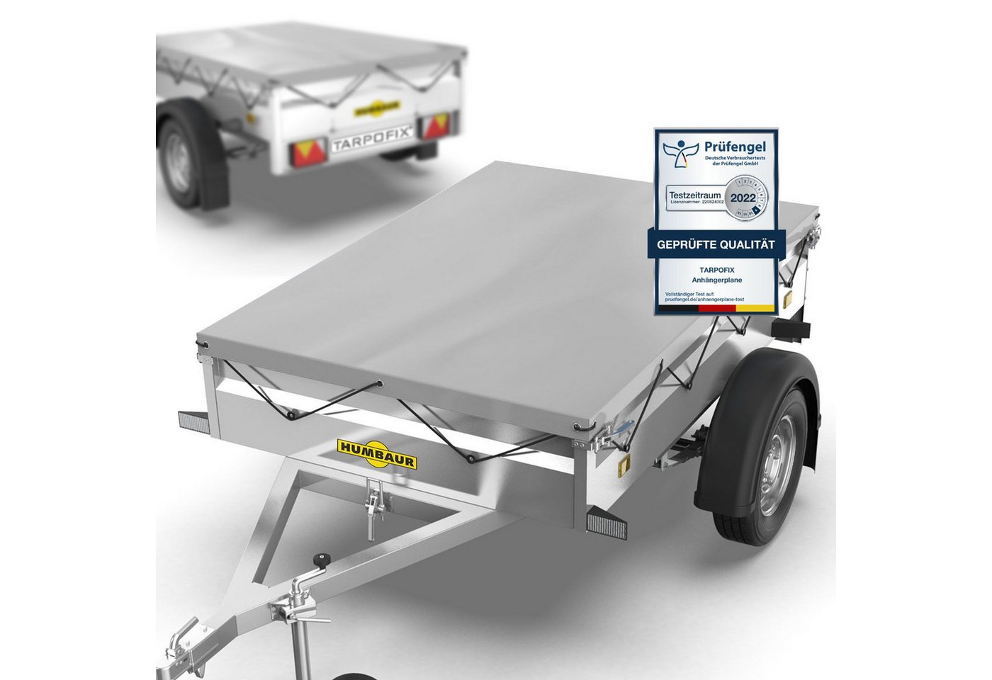Tarpofix® Schutzplane Tarpofix Anhängerplane 211x116 cm wasserdicht PVC Abdeckplane, Graue Anhänger Abdeckplane, 211x116 cm, PVC
