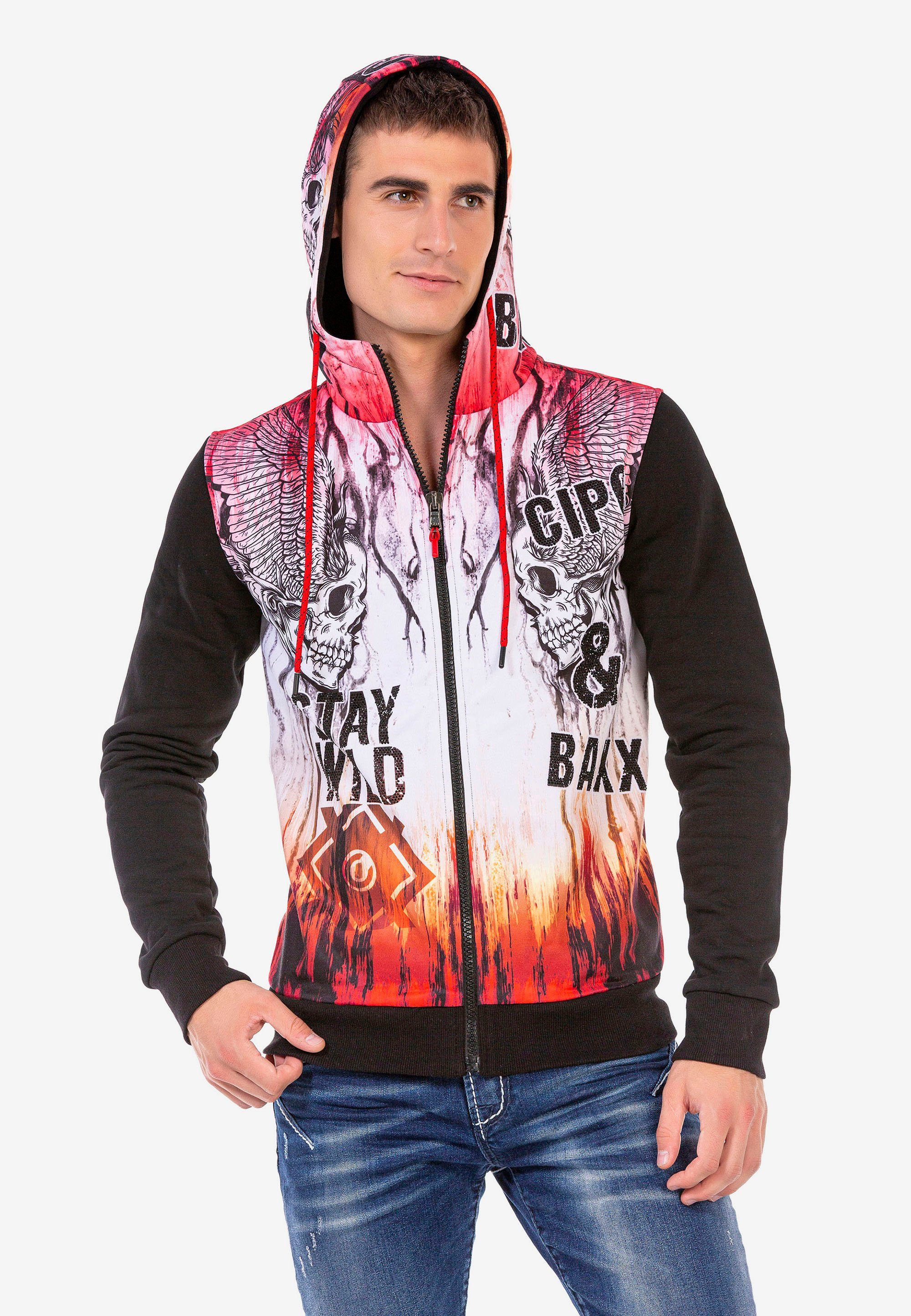 Baxx mit Totenkopf-Prints coolen Sweatjacke Cipo &