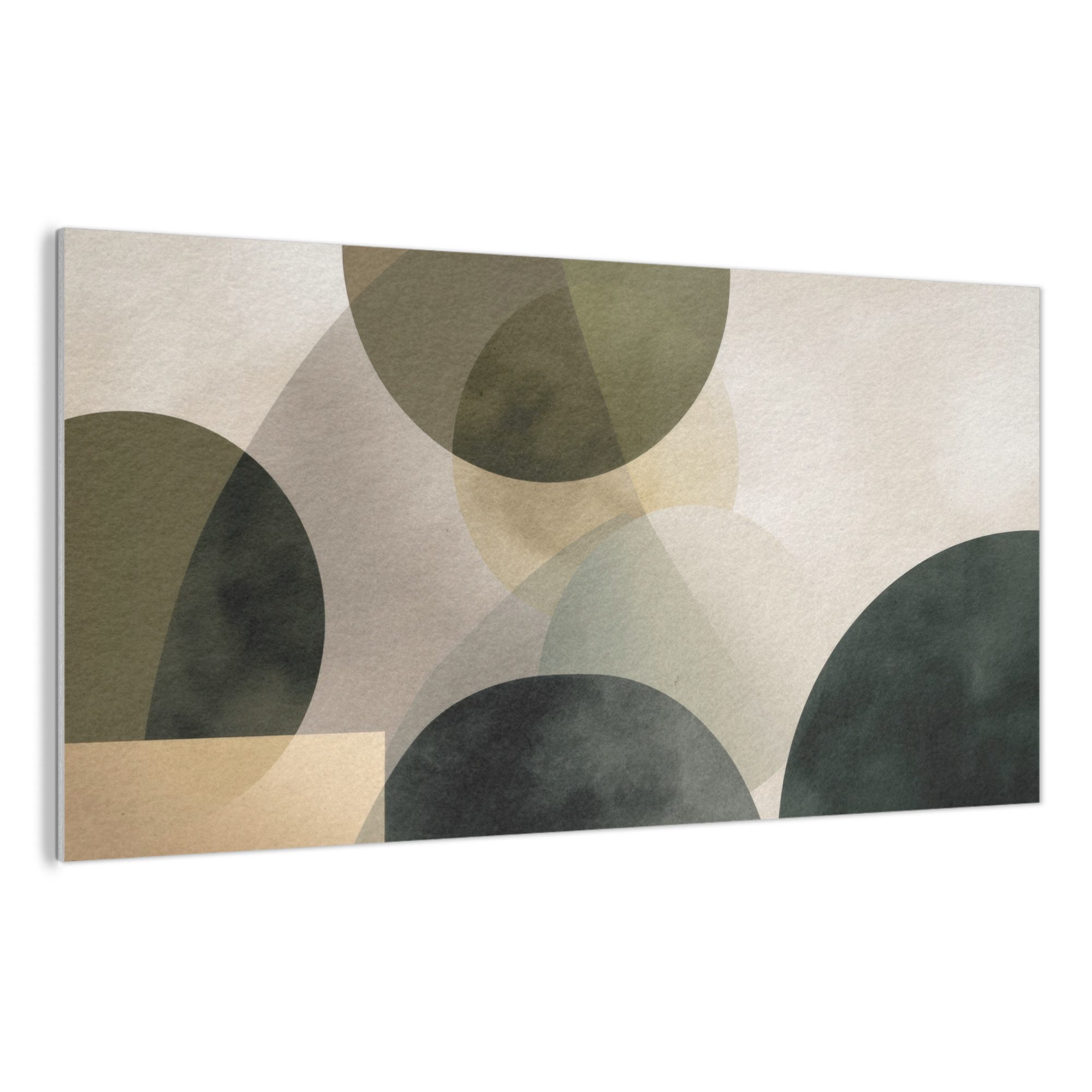 MuchoWow Gemälde Flugzeuge - Abstrakt - Beige - Kreise, Fotodruck (1 St), Akustikbilder PET-Filz, Wandpaneele, Groß, Akustikpaneele 200x100 cm
