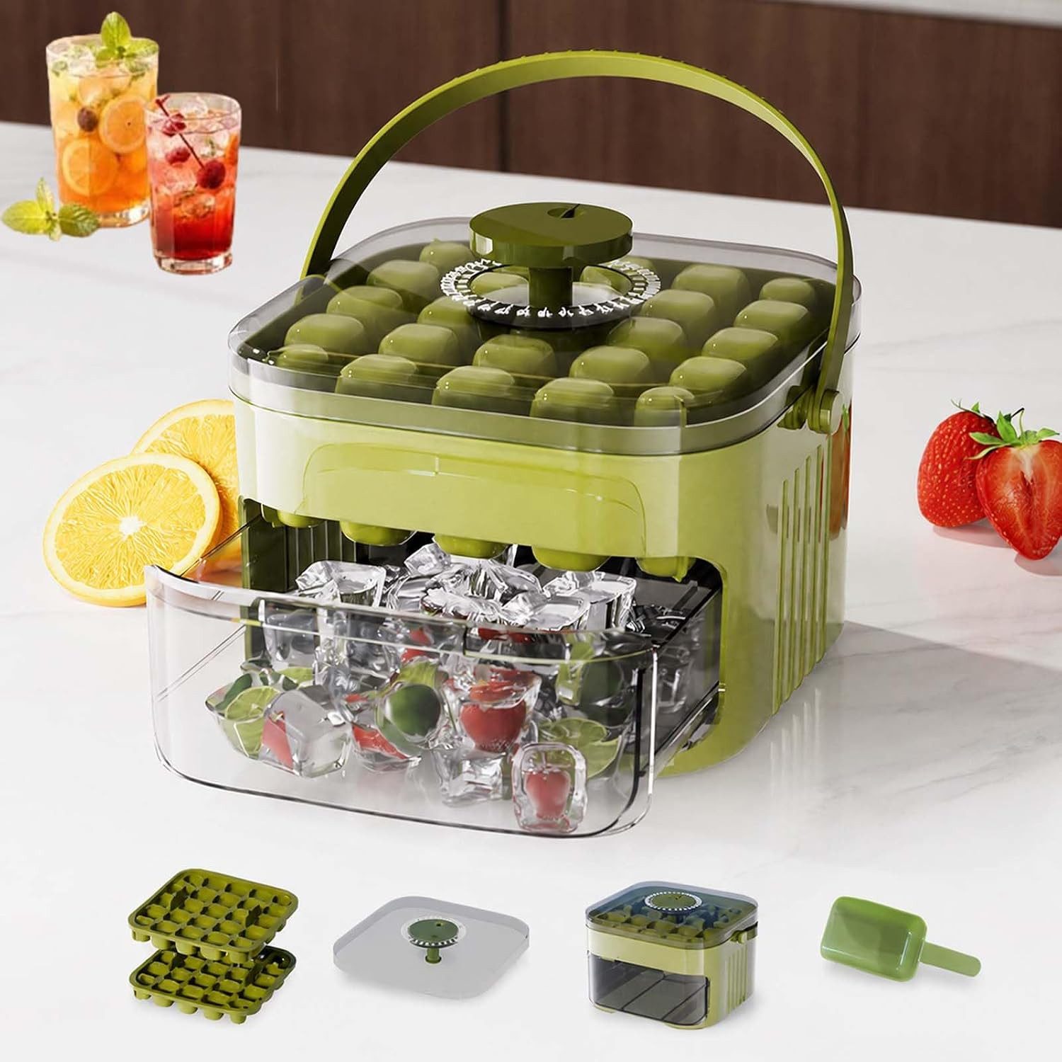 FELIXLEO Eiswürfelmaschine Eiswürfelbereiter mit Deckel Eiswürfelmaschine mit Presstyp Box