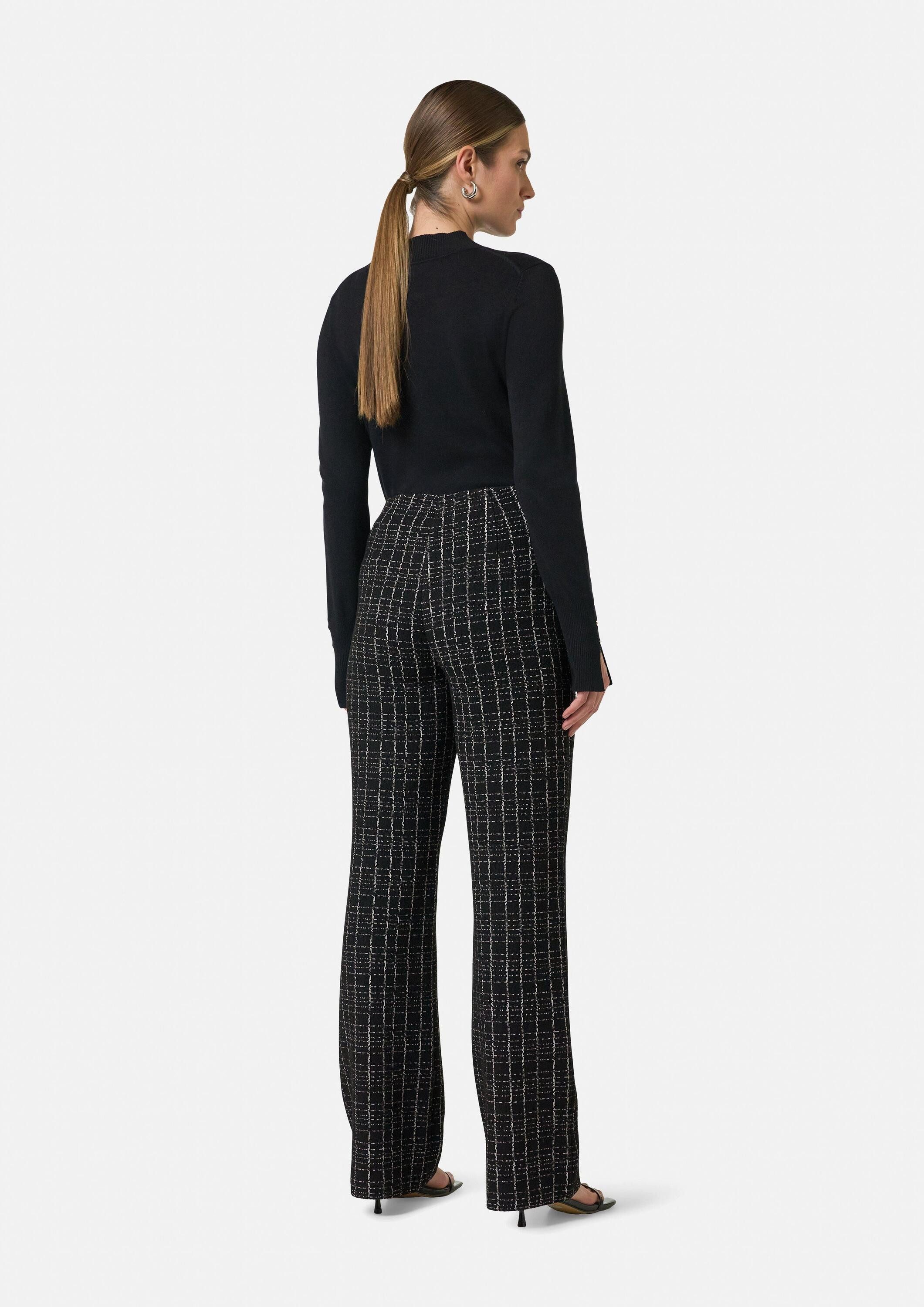comma Chinos Hose Karierte Hose aus Bouclé-Jersey – Bild 3 von 5