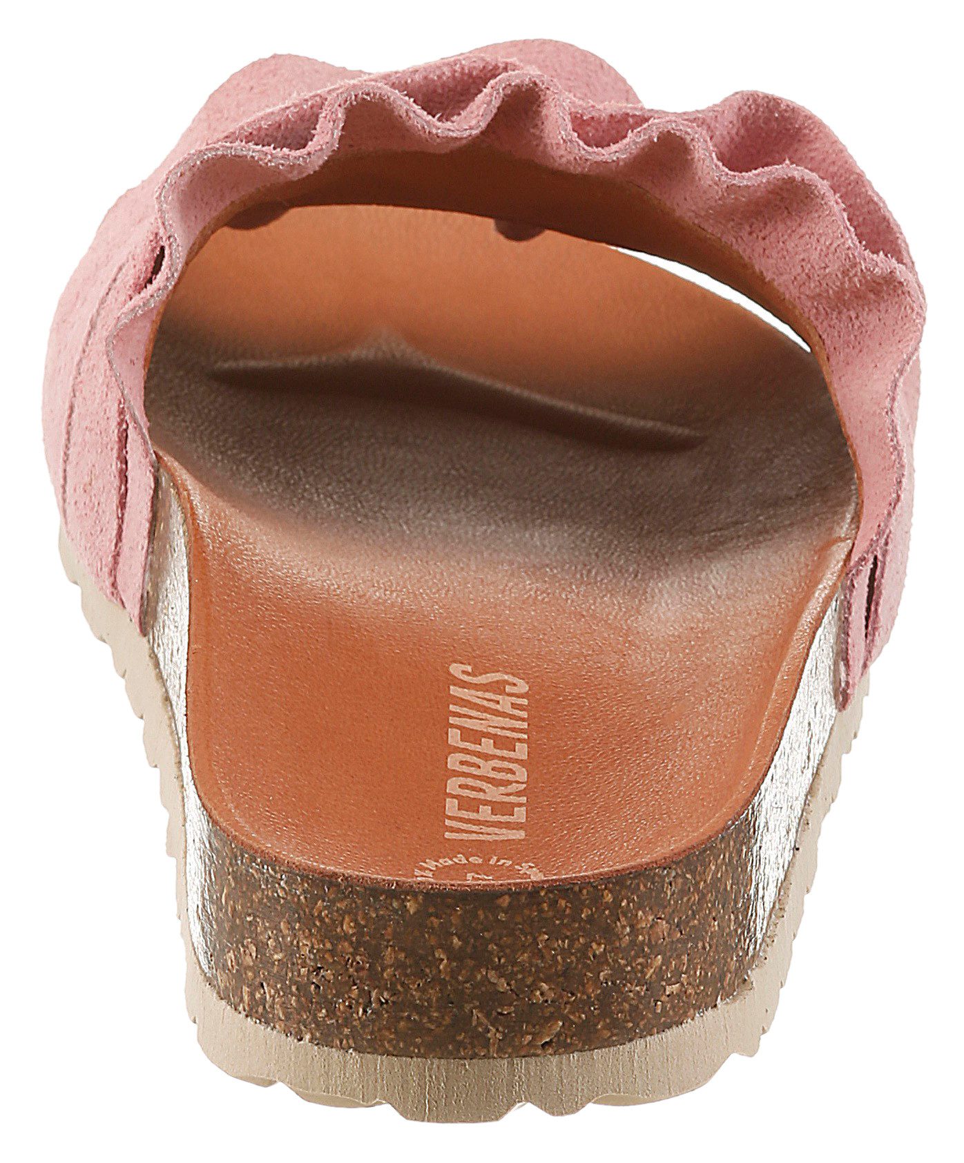 VERBENAS Rocio Roda Pantolette Sommerschuh, Flat mit geschwungenen Laschenstoff