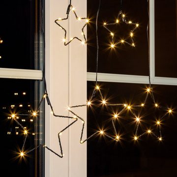 Meinposten LED-Lichtervorhang Lichterkette Weihnachten Stern LED Timer Beleuchtung 80x85 cm