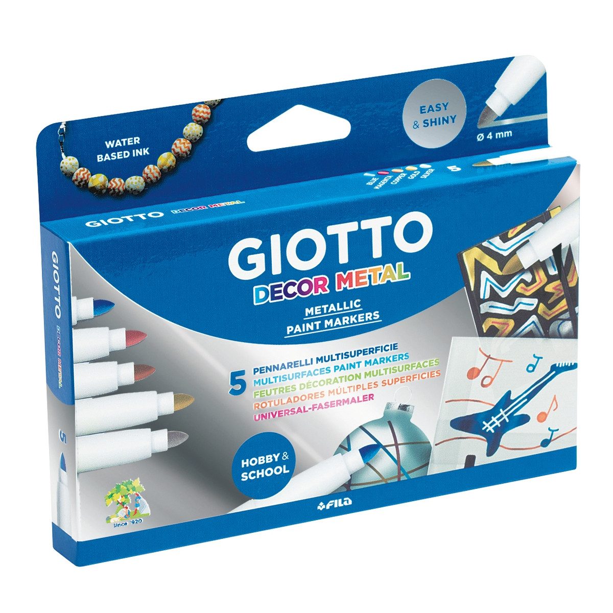LYRA Faserstift GIOTTO Fasermaler Decor Metal 5 Stück