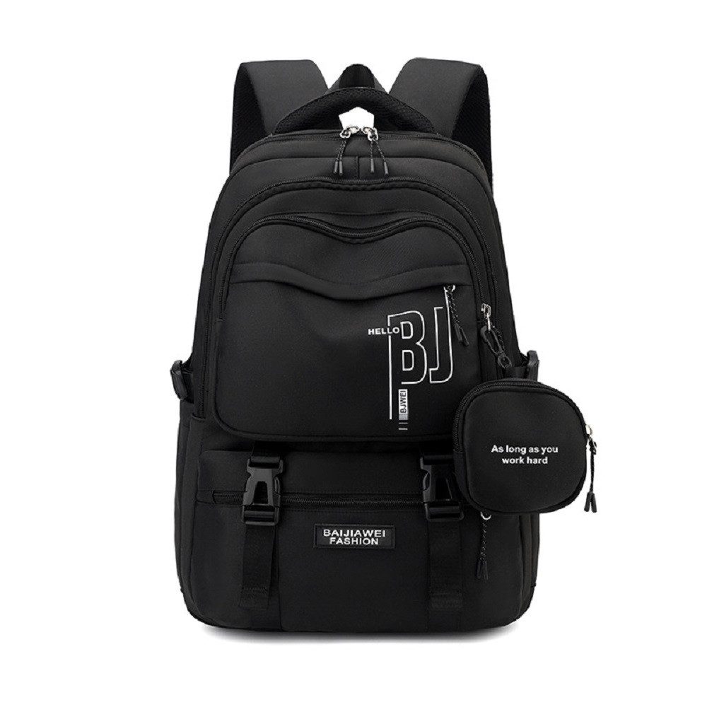 LIANNA Schulrucksack Schwarzer wasserdichter Schulrucksack mit Geldbörse (Set, 1-tlg., Schwarzer wasserdichter Schulrucksack mit Geldbörse)