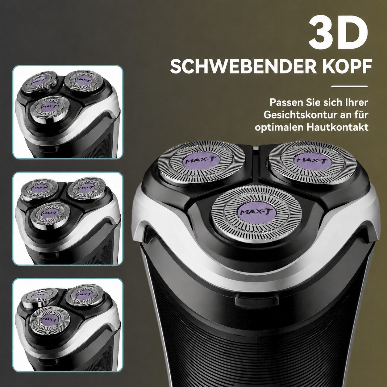 MAX-T Elektrorasierer Elektrischer Rasierer Wet & Dry, mit LED-Reisesicherung, mit ausklappbarem Präzisionstrimmer