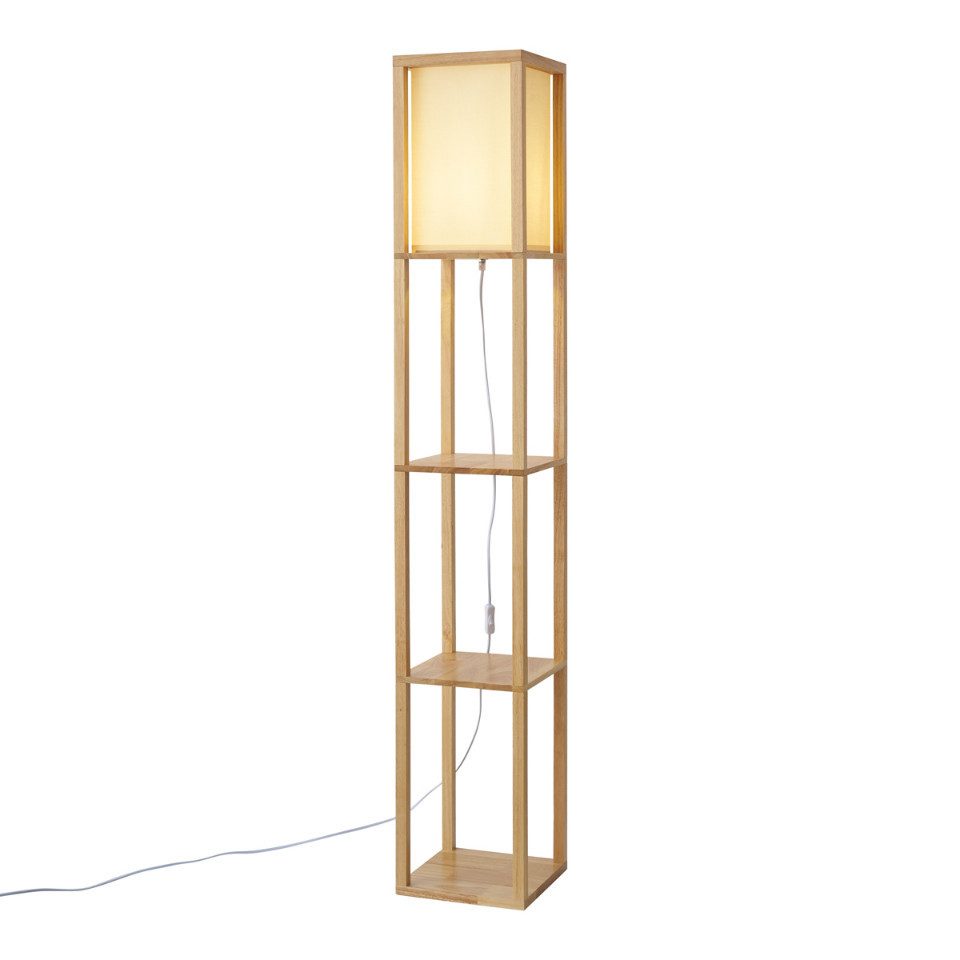 Qazqa Stehlampe Stojan, ohne Leuchtmittel, E27, Braun, Modern, Holz, 1-flam günstig online kaufen