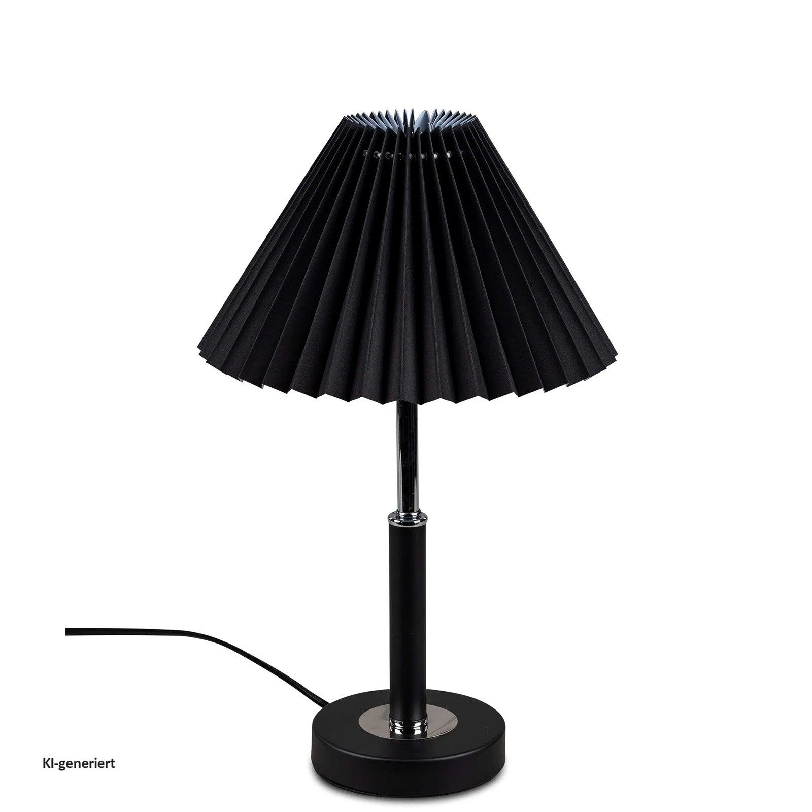 formano Tischleuchte Tischlampe Schwarz Plissee Schirm, ohne Leuchtmittel