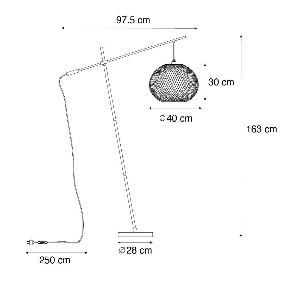 Qazqa Außen-Stehlampe Rafael, ohne Leuchtmittel, Warmweiß, QAZQA Außen Boden­leuchte, e27, Naturel, Bamboo, Orientalisch