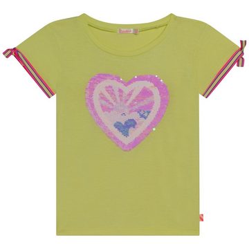 Billieblush Paillettenshirt Billieblush T-Shirt gelb-grün mit Herz aus Wendepailletten