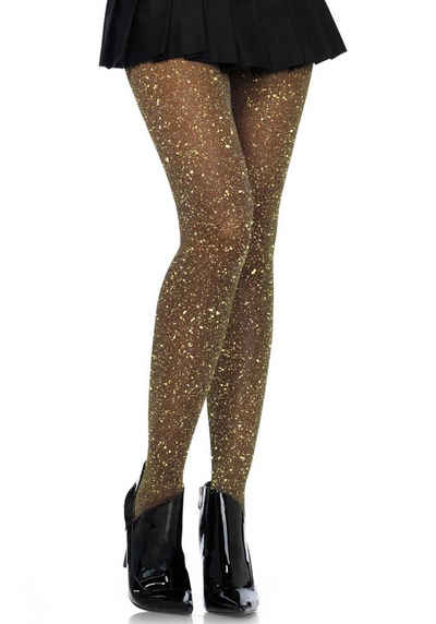Leg Avenue Strumpfhose Damen Strumpfhose mit Glitzer Effekten schwarz gold Einheitsgröße 40 DEN (1 St)