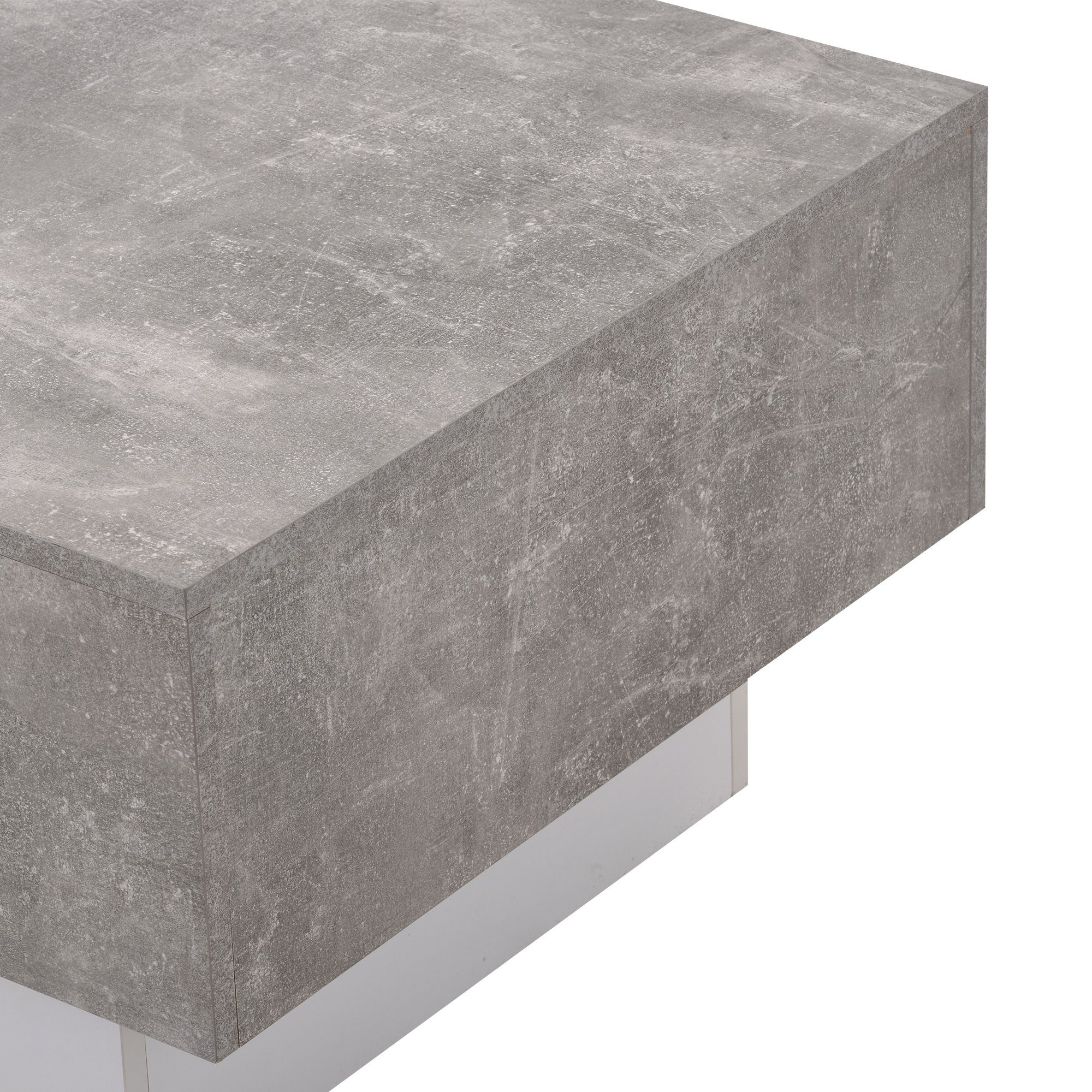 Couchtisch, Wohnzimmertisch ausziehbar, mit 2 Staufächern, (102-159)x60x40cm, Grau