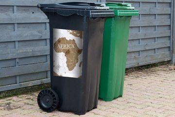 MuchoWow Wandsticker Weltkarte - Braun - Afrika (1 St), Mülleimer-aufkleber, Mülltonne, Sticker, Container, Abfalbehälter