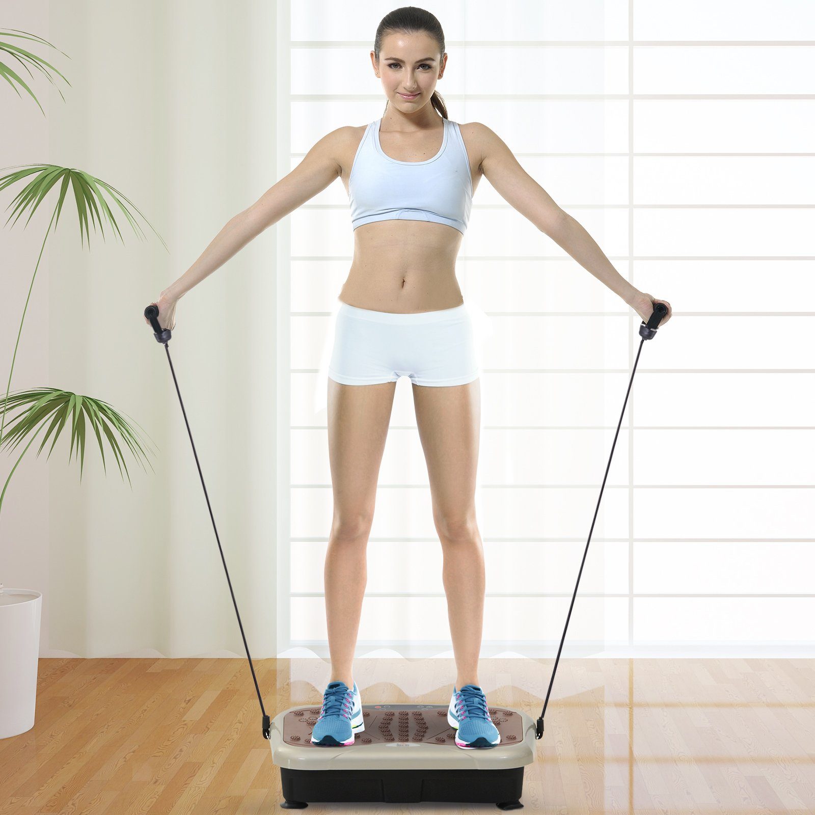 HOMCOM Heimtrainer Vibrationstrainer mit USB-Lautsprecher