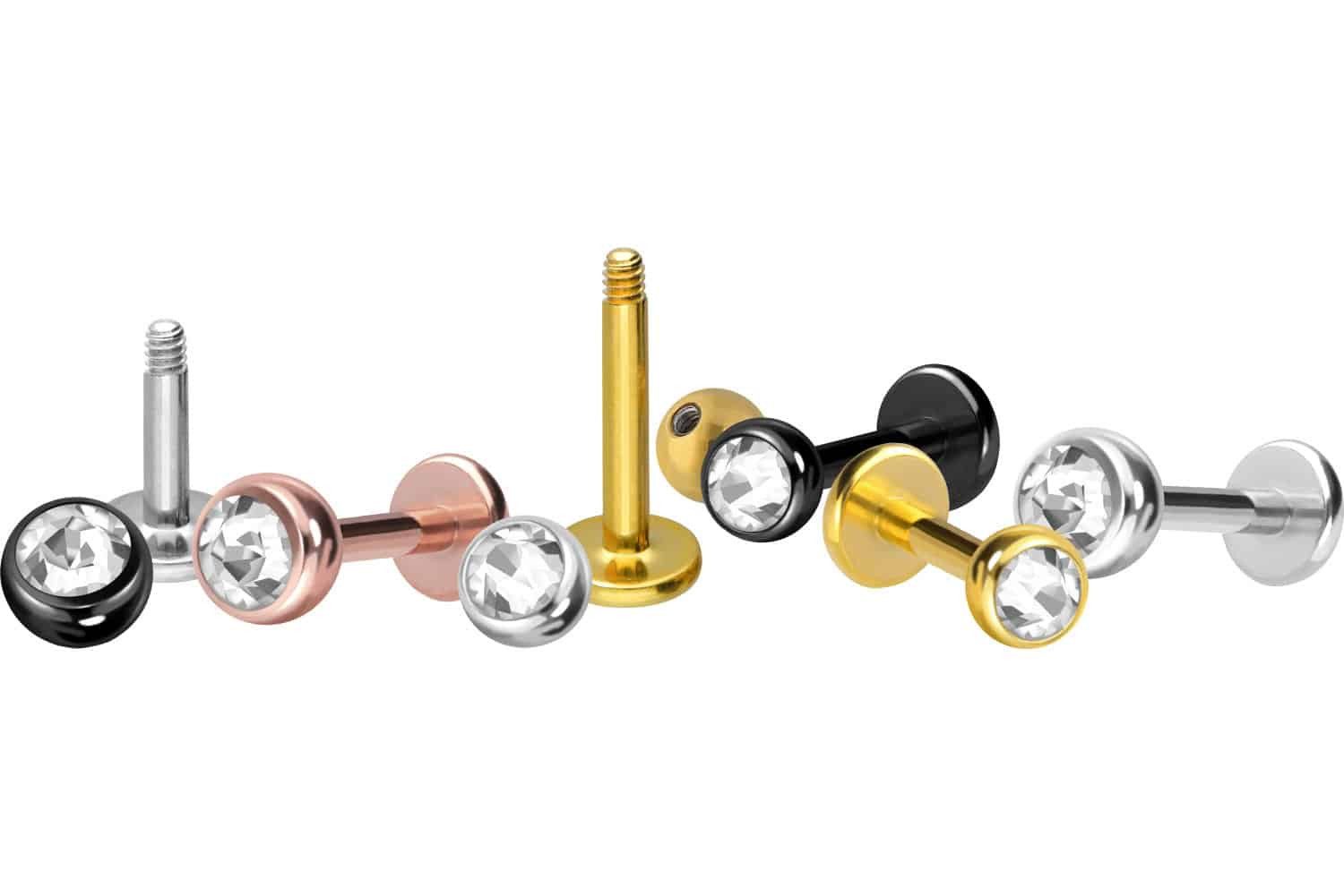 PIERCINGLINE Piercing-Set Titan Labret KRISTALL (Labrets günstig online kaufen