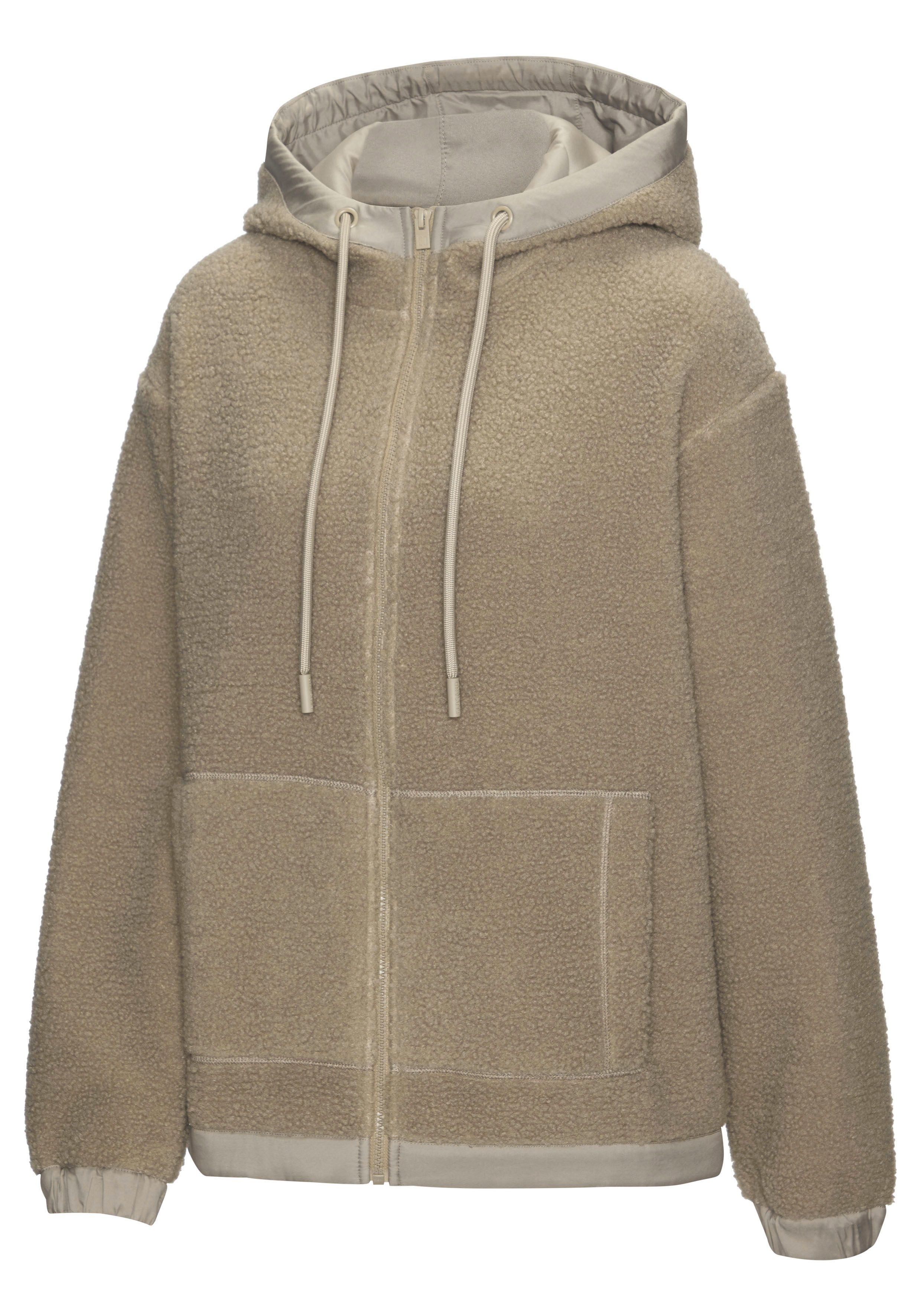 Elbsand Fleecejacke Übergangsjacke aus Teddy-Fleece mit verstellbarer Kapuze