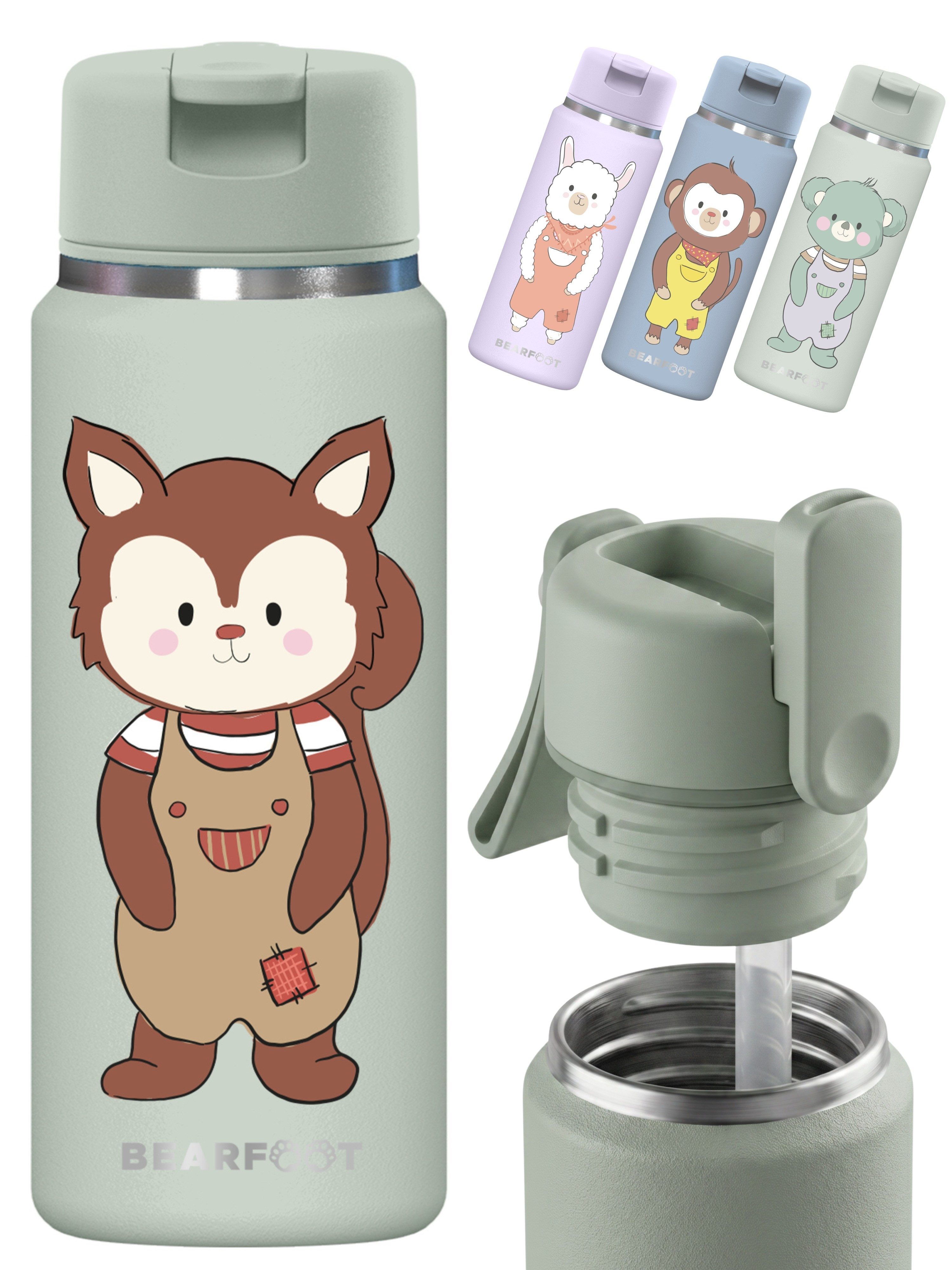 BEARFOOT Trinkflasche TINY Thermo Kinder Trinkflasche Edelstahl - Eichhörnchen, Thermosflasche, auslaufsicher, Edelstahl, Kinderflasche, BPA-frei