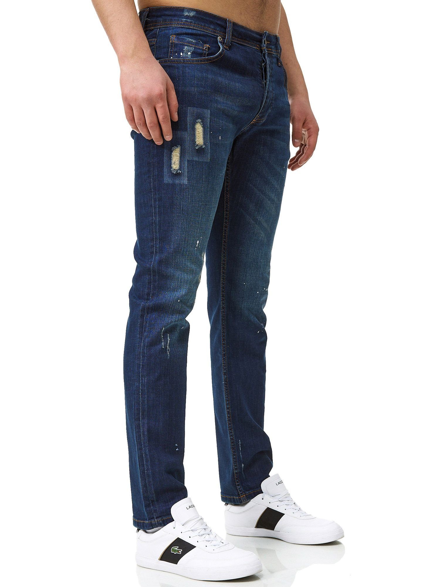 John Kayna Slim-fit-Jeans Herren Jeans Slim Fit Jeanshose Denim Herrenjeans Designer Herrenhose (Jeanshose Designerjeans Bootcut, 1-tlg) Freizeit,Casual J-707-JK Blau