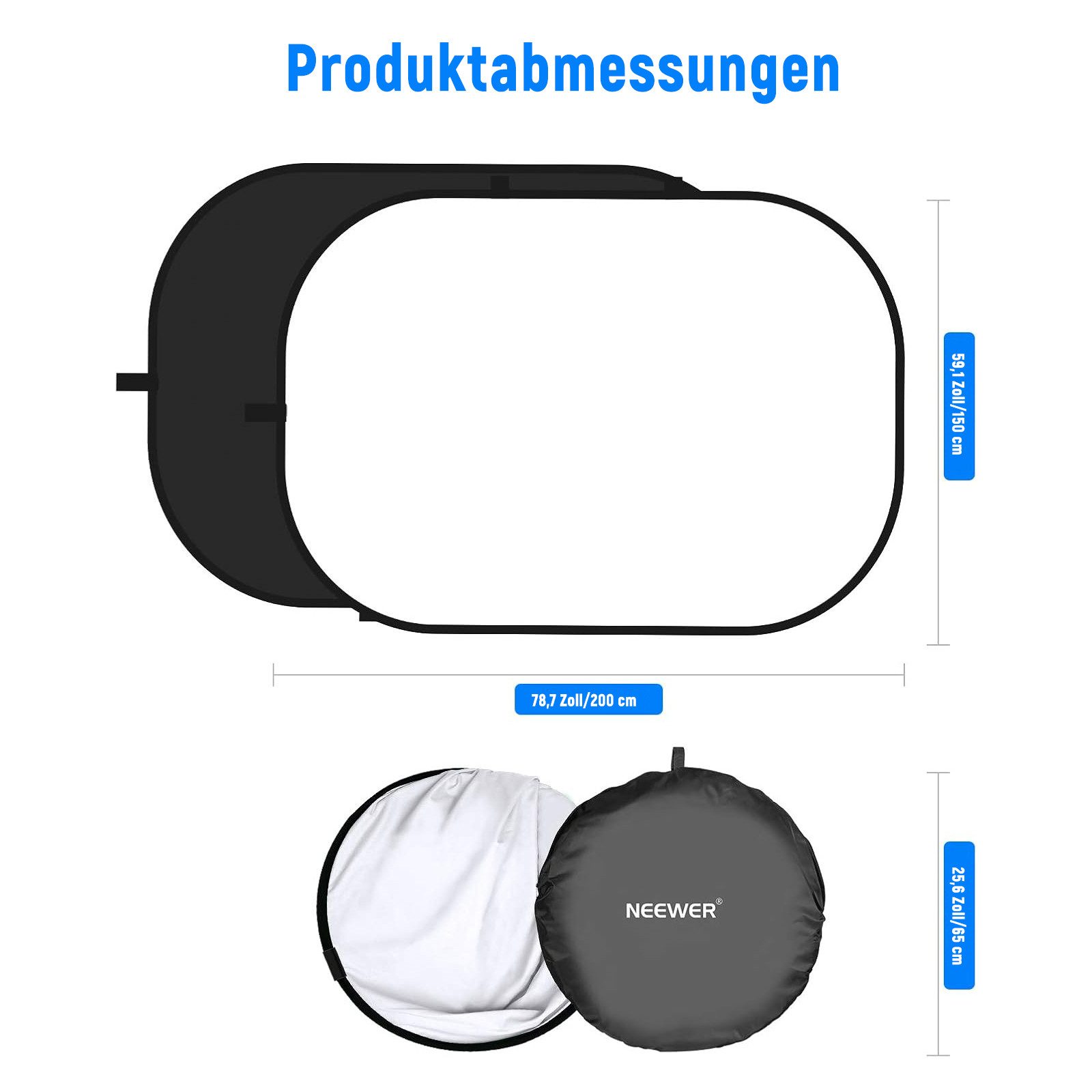 Neewer Hintergrundtuch CBD-0507 1.5x2m Chromakey Hintergrund, doppelseitiger, schwarz und weiß, Faltbarer und umkehrbarer Hintergrund für Fotografie – Bild 4 von 5