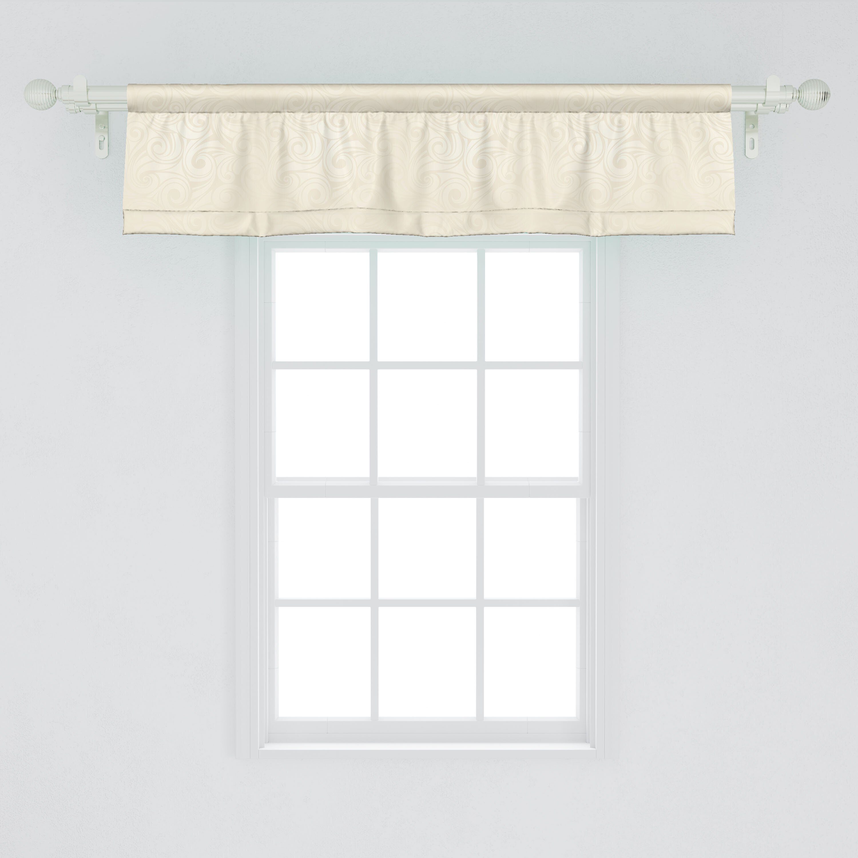 Scheibengardine Vorhang Volant Schlafzimmer Küche Dekor Stangentasche, für Abakuhaus, Victorian mit Elfenbein Microfaser, Gebogene Blätter
