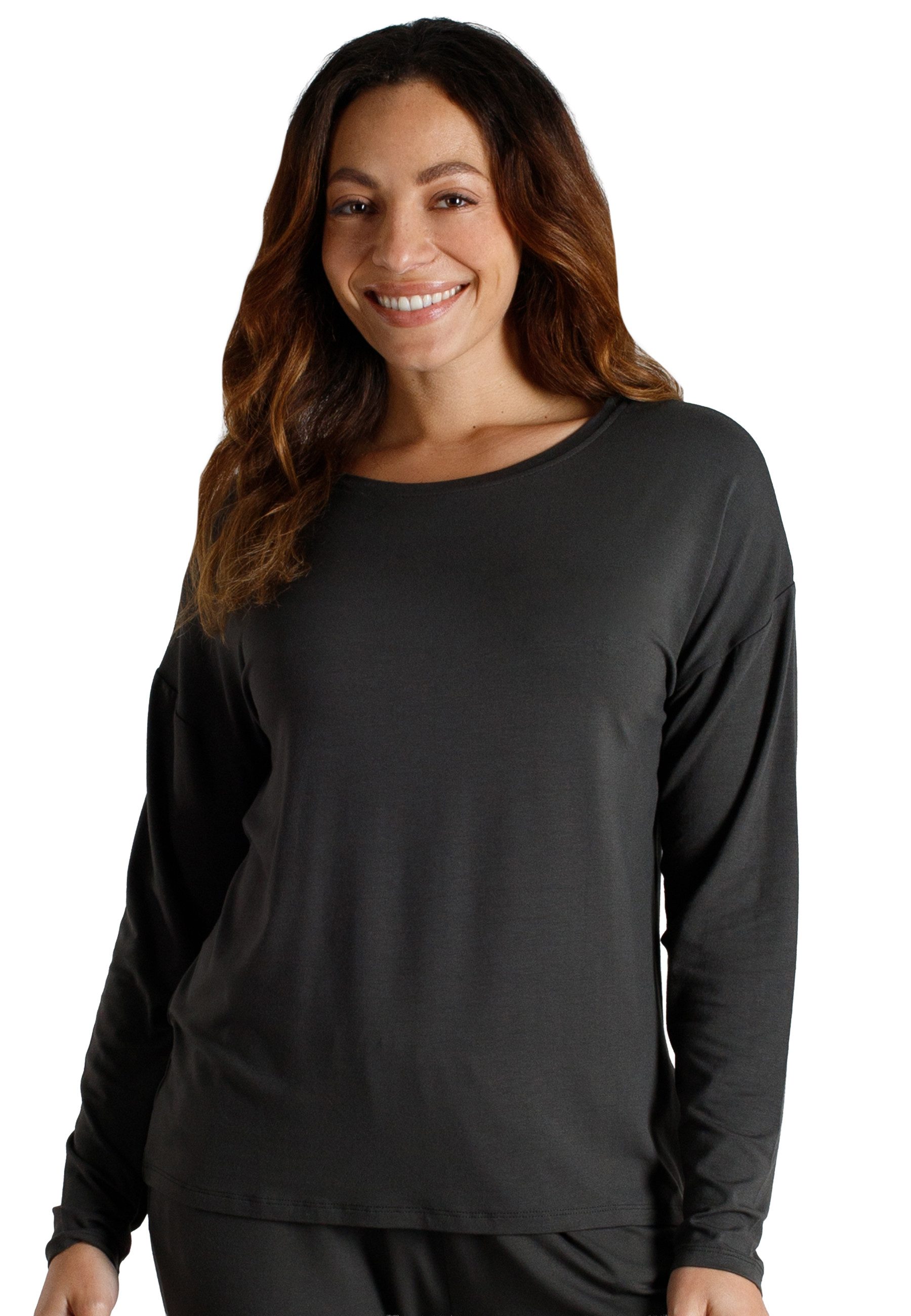 Sleepshirt TOM TAILOR Damen Longsleeve grau uni