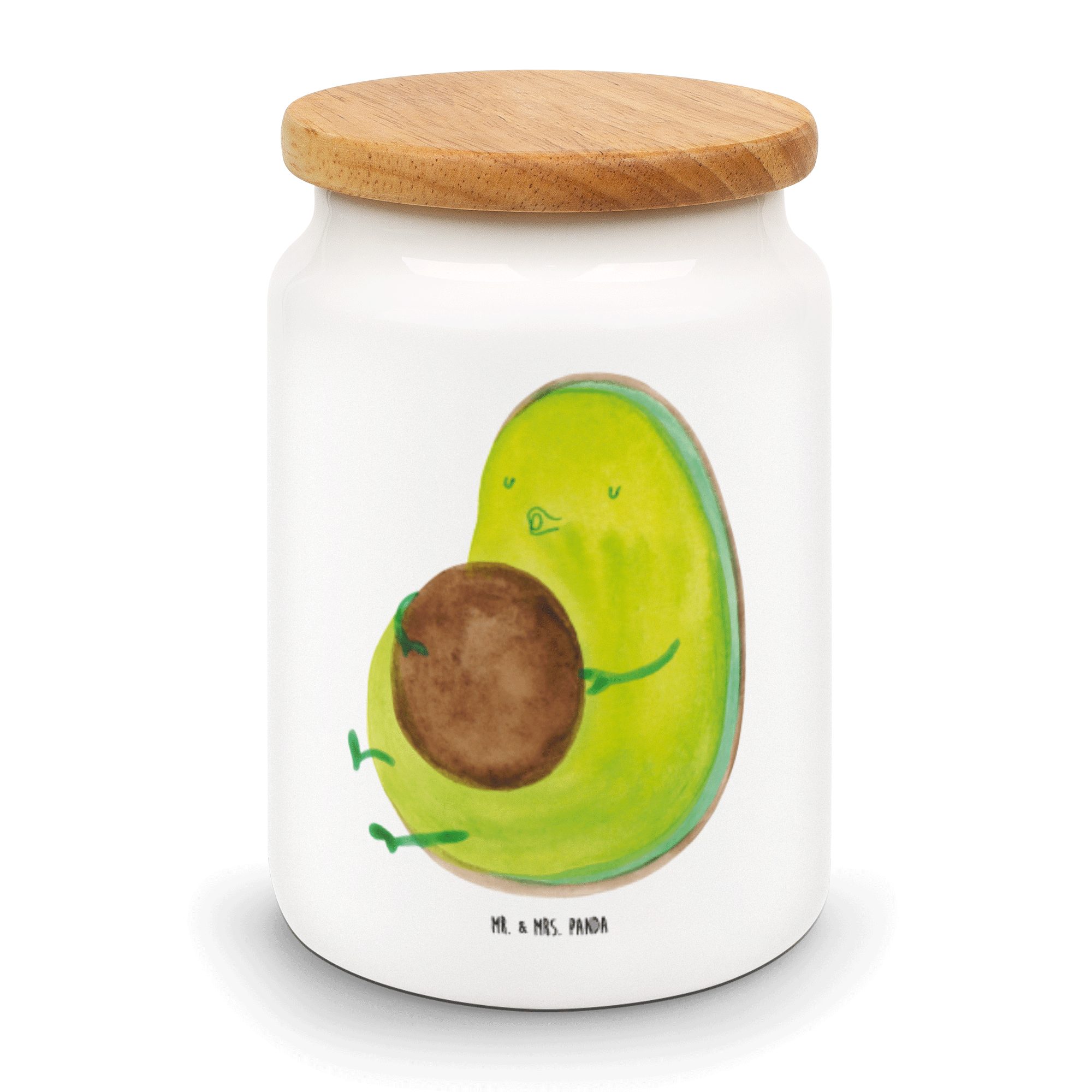 Mr. & Mrs. Panda Vorratsdose Avocado pfeift - Weiß - Geschenk, Pummelfee, Gesund, Vorratsbehälter, Keramik, (1-tlg)