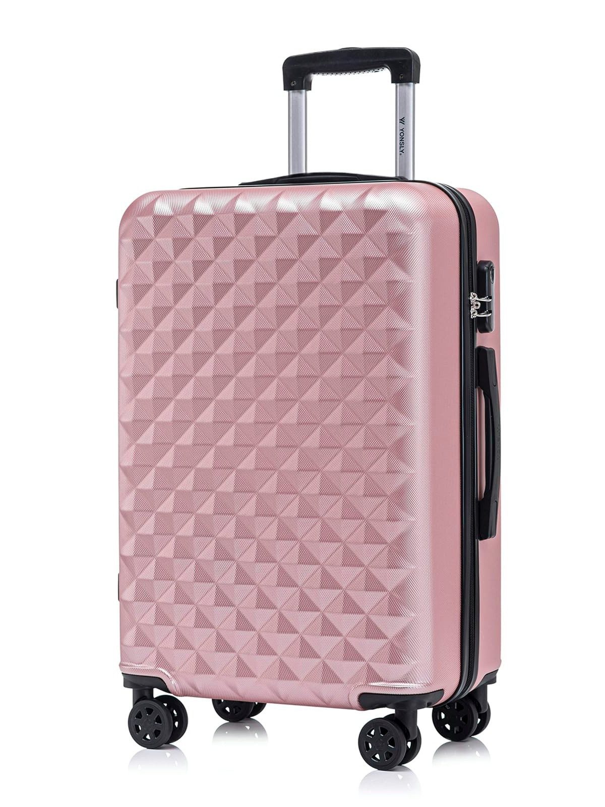 YONSLY Hartschalen-Trolley Reisekoffer Trolley Hartschalenkoffer Rollkoffer mit 4 Rollen, 4 Rollen, ABS und Aluminium, Zahlenschloss, 360°-Doppelrollen, Gummigriff