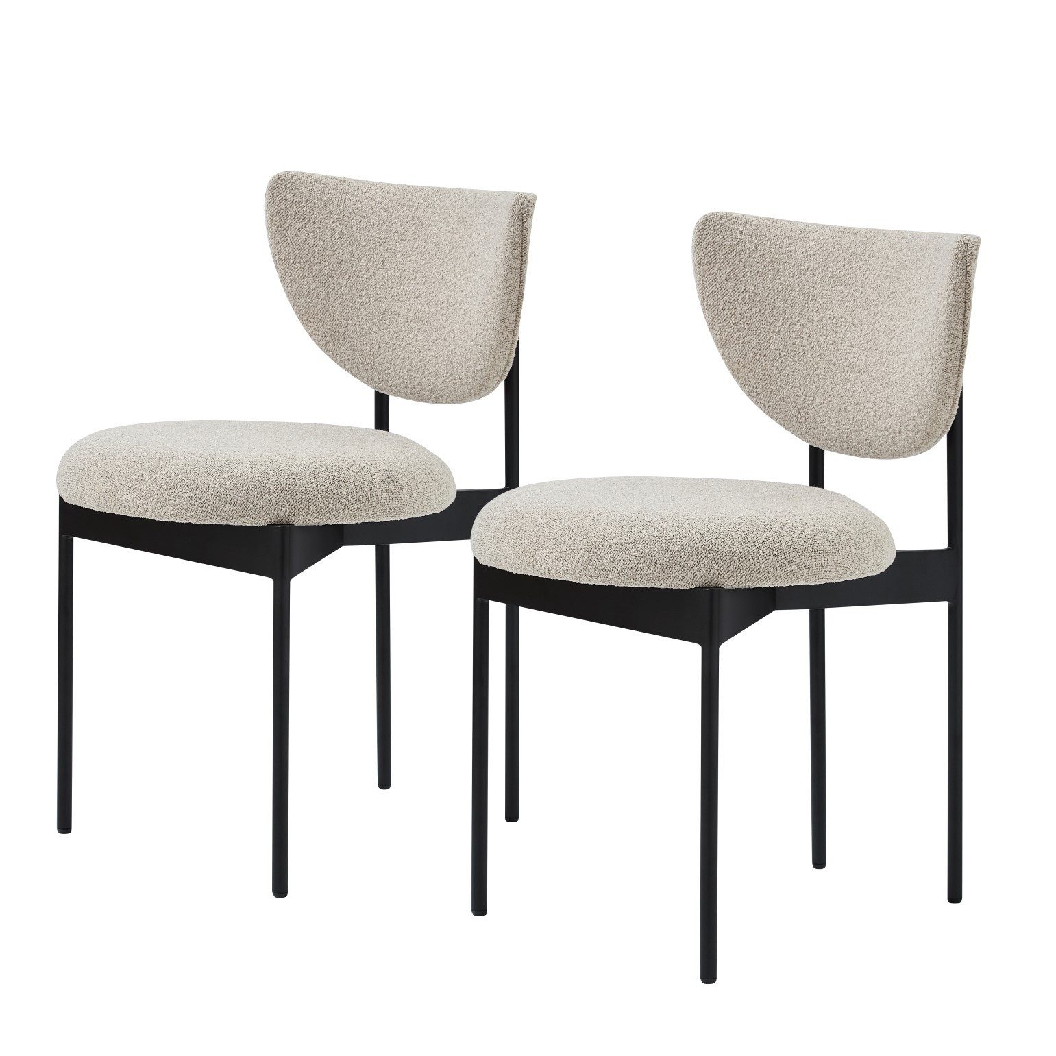 NJLyuhome Esszimmerstuhl Polsterstuhl, Küchenstuhl & Wohnzimmerstuhl – 2er Set (2 St), Bouclé-Bezug, Metallgestell, modernes Design