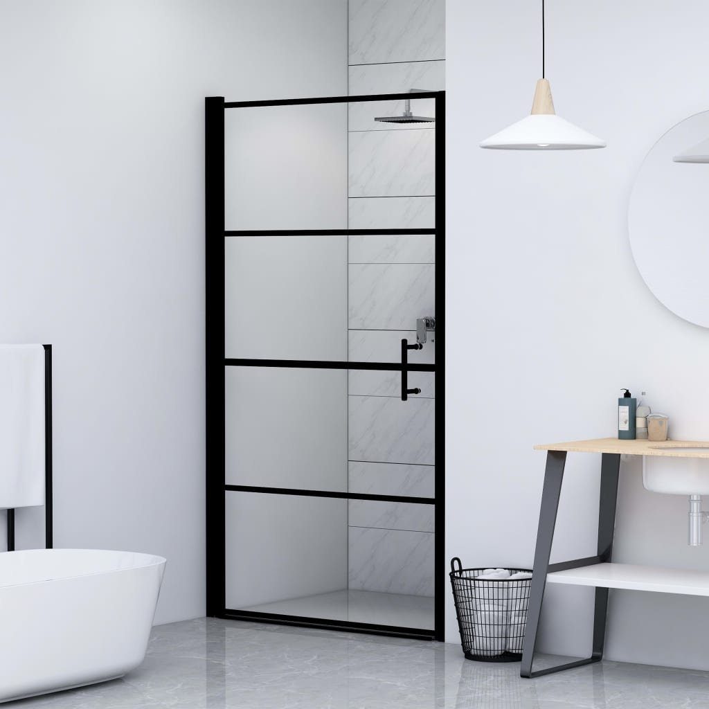 vidaXL Duschwand 81 x 195 cm Duschtür Hartglas 81x195 cm Schwarz