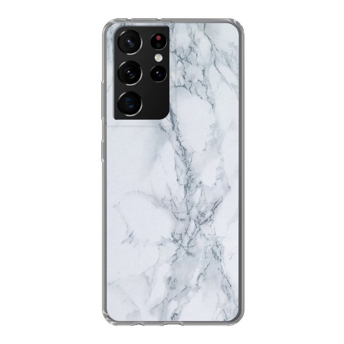 MuchoWow Handyhülle Marmor - Muster - Gus - Weiß - Marmoroptik - Luxus Phone Case Handyhülle Samsung Galaxy S21 Ultra Silikon Schutzhülle