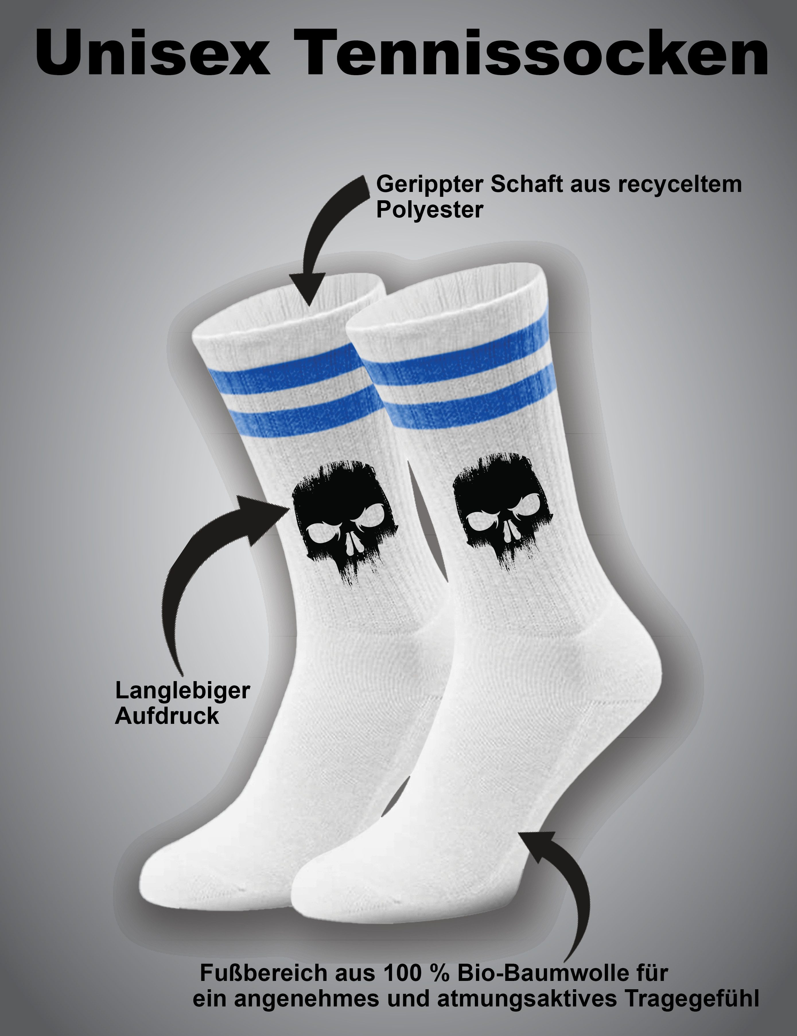 Youth Designz Tennissocken Unisex Socken "Angry Skull" Aufdruck lustig Geschenk Statement mit verstärkter Verse und Zehenbereich