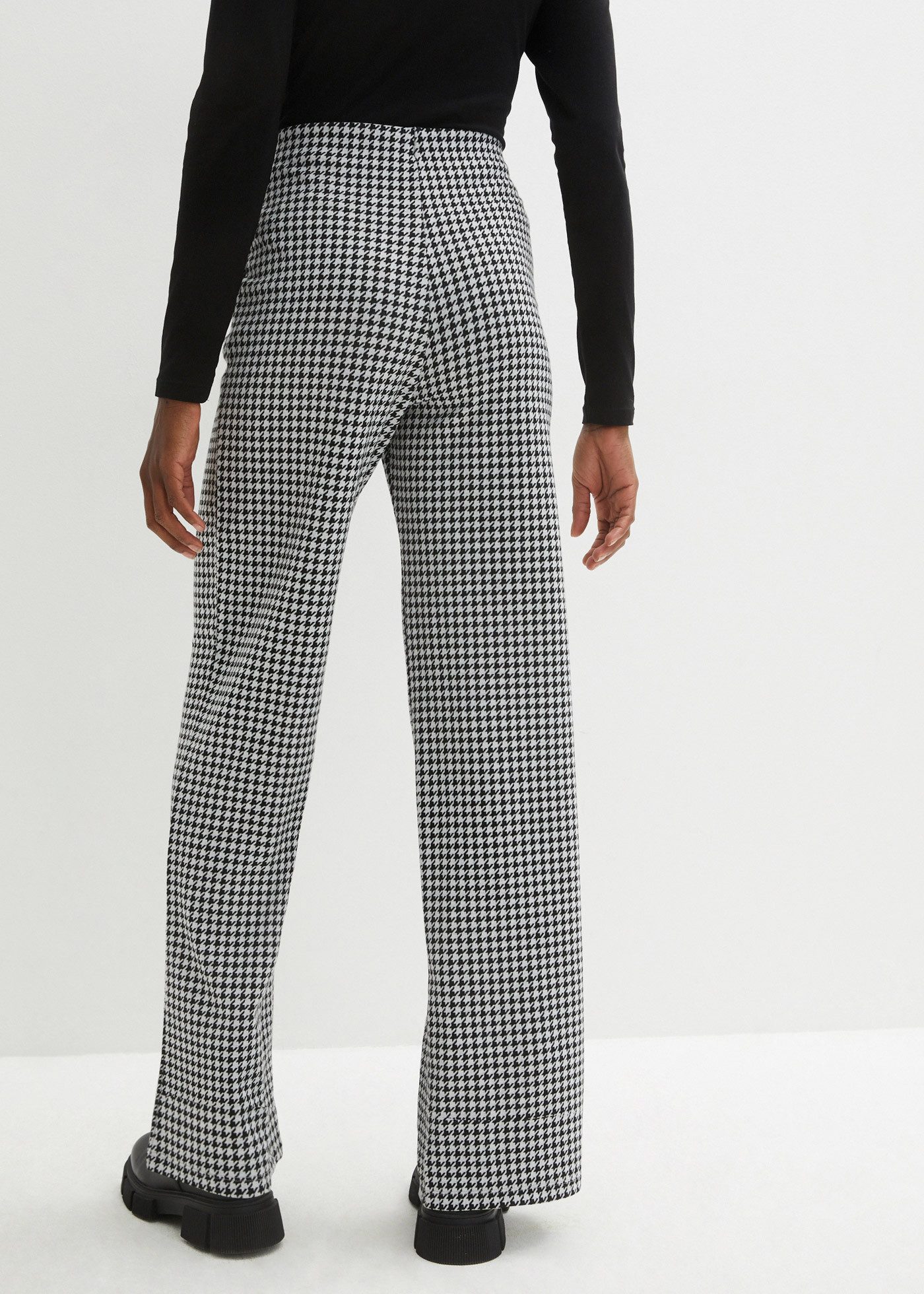 bonprix Stretch-Hose Stretch-Material, mit Hahnentrittmuster, Loose Fit Passform