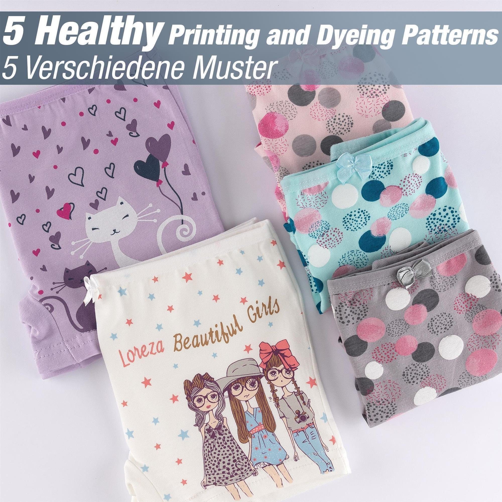 LOREZA Panty 10er Set Mädchen Pantys - Punkte Sterne - Bunt (Spar-Packung, 10-St)