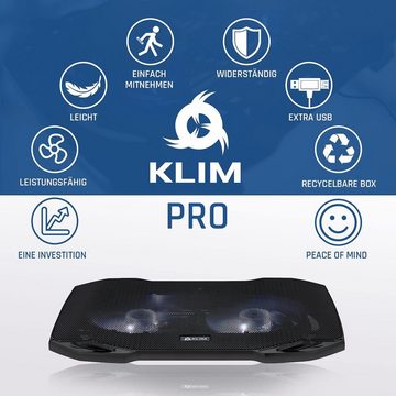 KLIM Notebook-Kühler Pro Cooler, Laptop Kühler 10" bis 15,6"