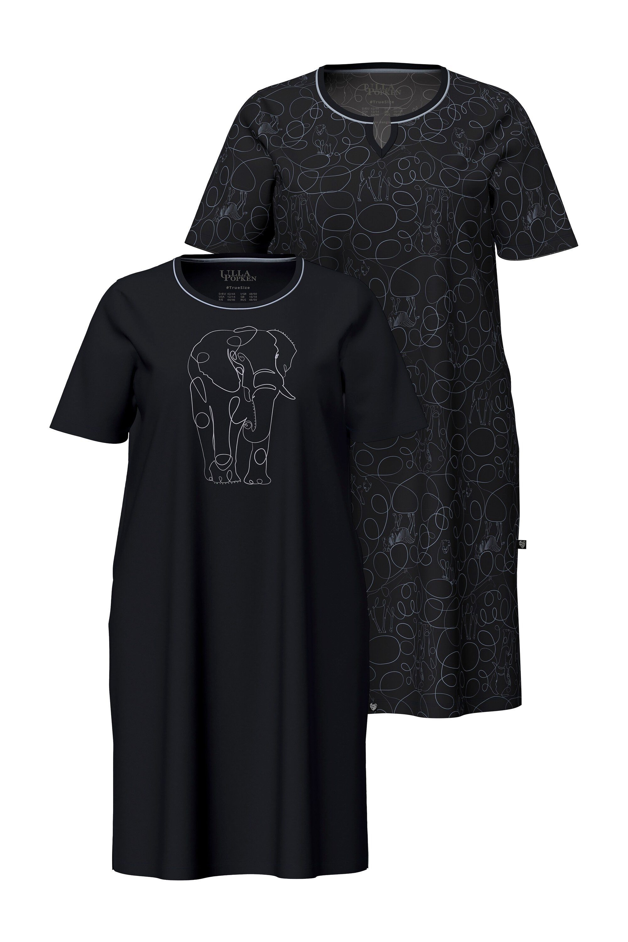 Ulla Popken Bigshirt Bigshirts 2er-Pack Ziersteine/Safari Rundhals