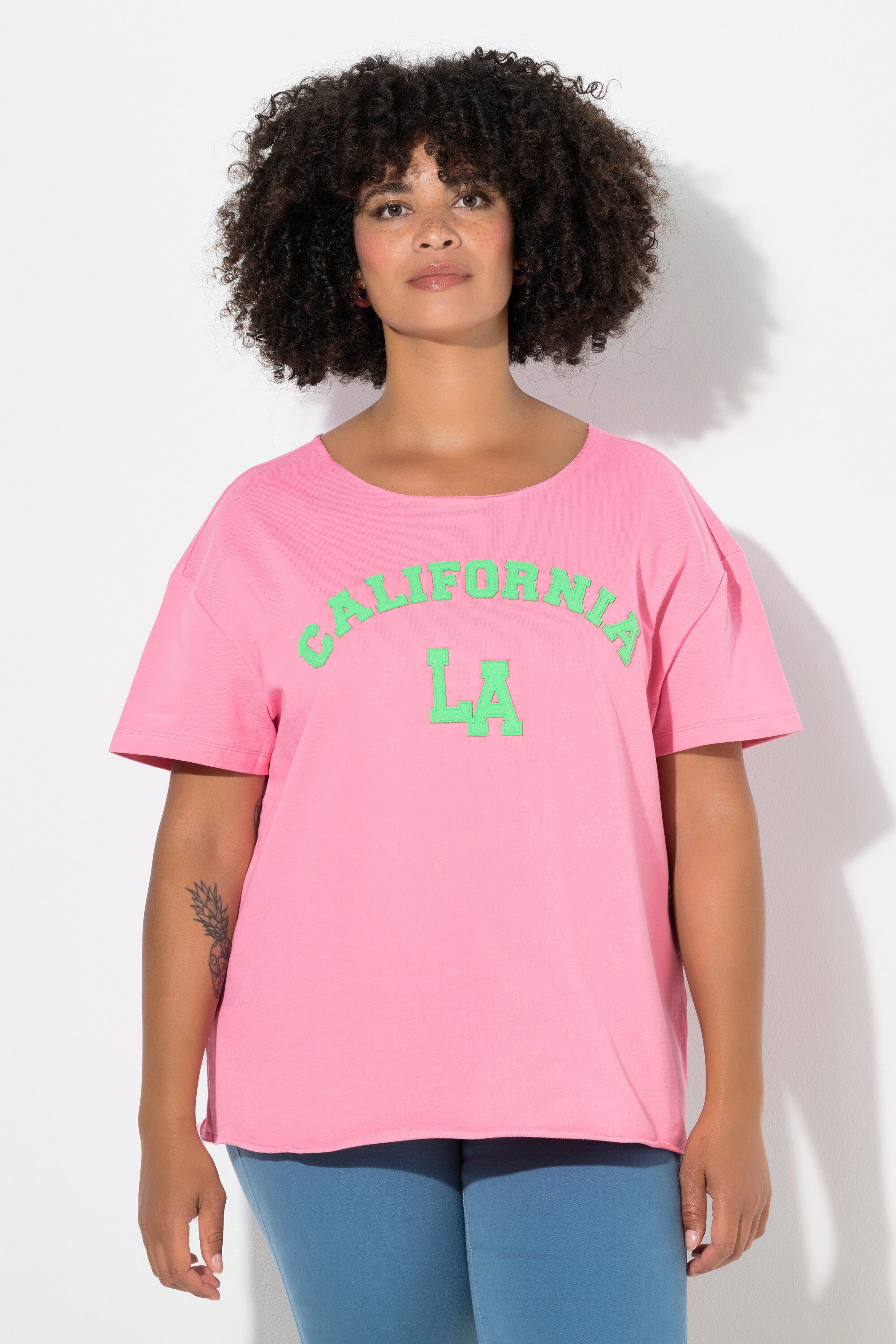 Angel of Style Sweatshirt Sweatshirt Boxy Fit Kurzarm Frottee-Schriftzug