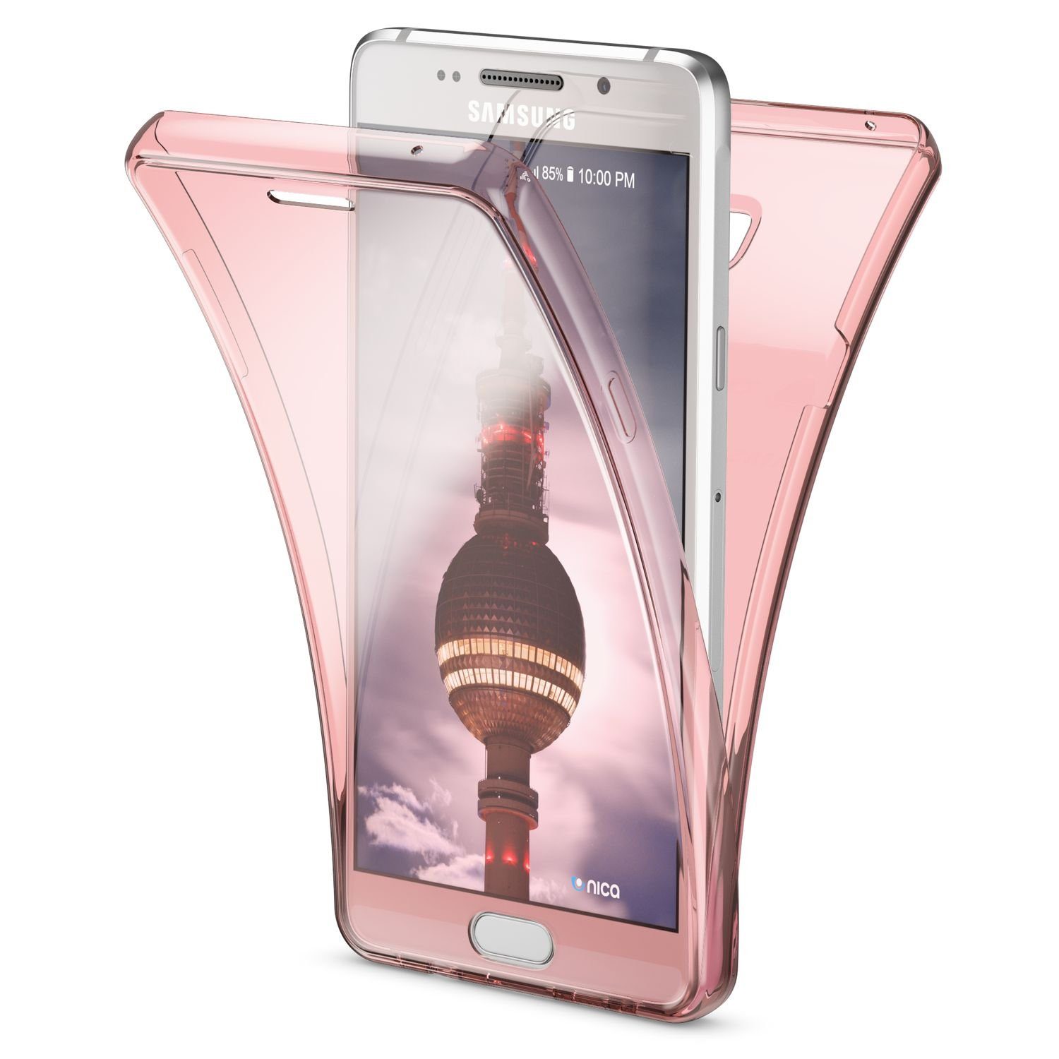 Nalia Handyhülle Samsung Galaxy A3 (2016), Klare 360 Grad Silikon Hülle /  Rundumschutz Vorder- und Rückseite / Transparent /