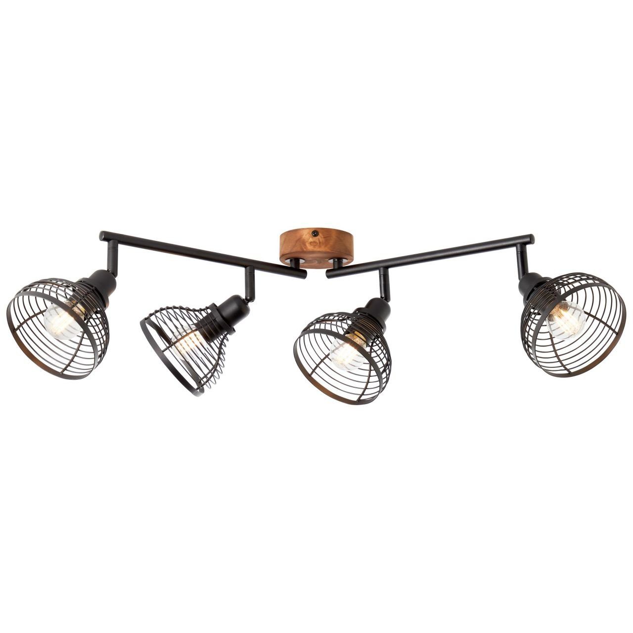 E1 4x Brilliant Lampe, Deckenleuchte Avia D45, Metall/Holz, Spotrohr Avia, schwarz/holzfarbend, 4flg