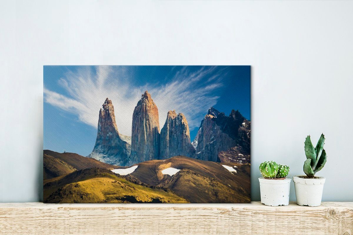 (1 Leinwandbild Aufhängefertig, Leinwandbilder, Wandbild Der in Wanddeko, Chile, St), del OneMillionCanvasses® Torres 30x20 cm Paine-Nationalpark