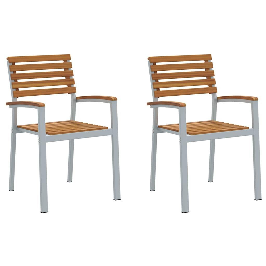 vidaXL Gartenstuhl Gartenstuhl 2 pcs Braun 56 x 57 x 87 cm Massivholz (2 St)