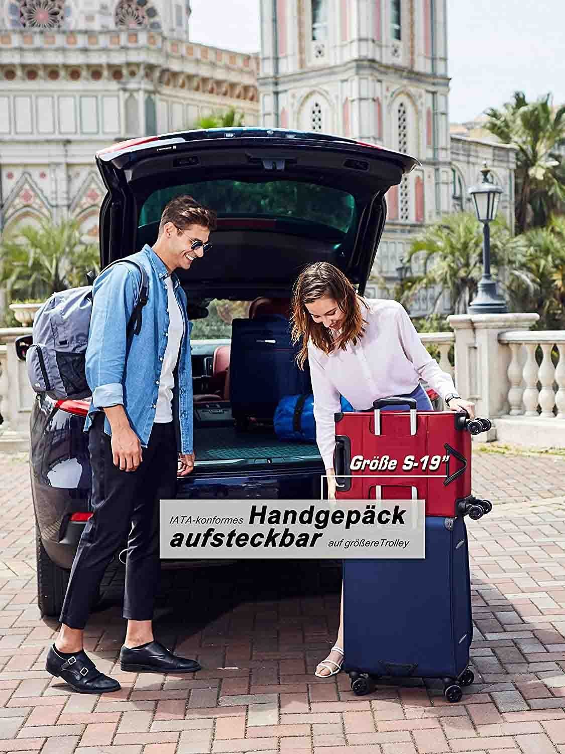 Verage Weichgepäck-Trolley Toledo Weichschalenkoffer Reisekoffer, 4 Rollen, TSA-Schloss, 4 Rollen Trolley Volumenerweiterung bei S/M/L/Sets