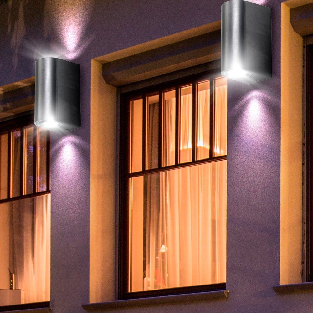 etc-shop Außen-Wandleuchte, Wand Spot Lampe silber schwarz Beleuchtung kupfer Leuchte Strahler