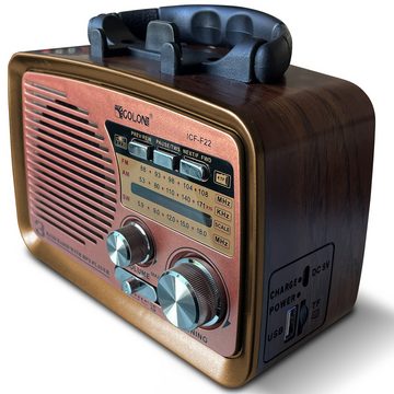 Retoo Retro Radio Bluetooth FM Vintage Kofferradio Küchenradio hellbrau Küchen-Radio (Batteriebetrieben, unterstützt USB, Bluetooth,SD-Karte, AM, FM, SW, 2,00 W, Mobilność, retro design, USB, Bluetooth, SD, AM, FM, SW)