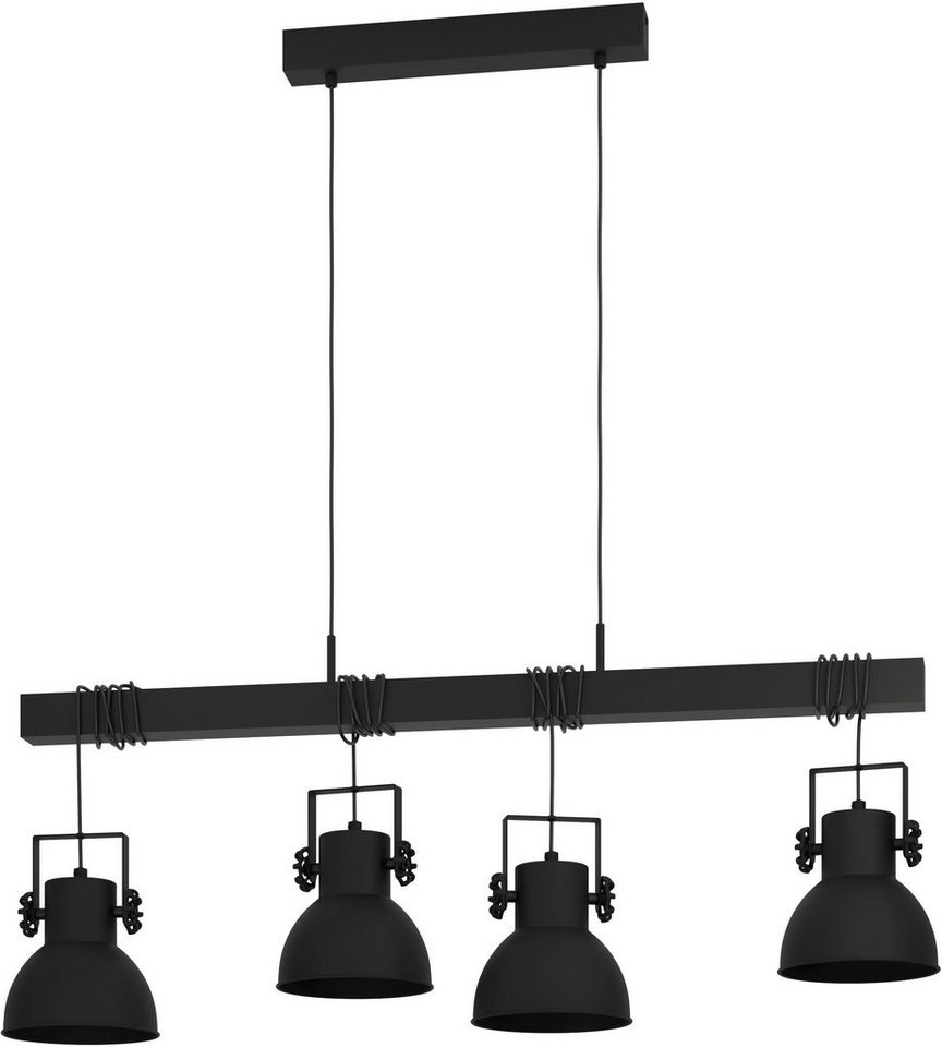 EGLO Hängeleuchte SHIREBROOK, Leuchtmittel wechselbar, ohne Leuchtmittel,  Hängeleuchte in schwarz aus Stahl, Holz - exkl. E27 - 40W