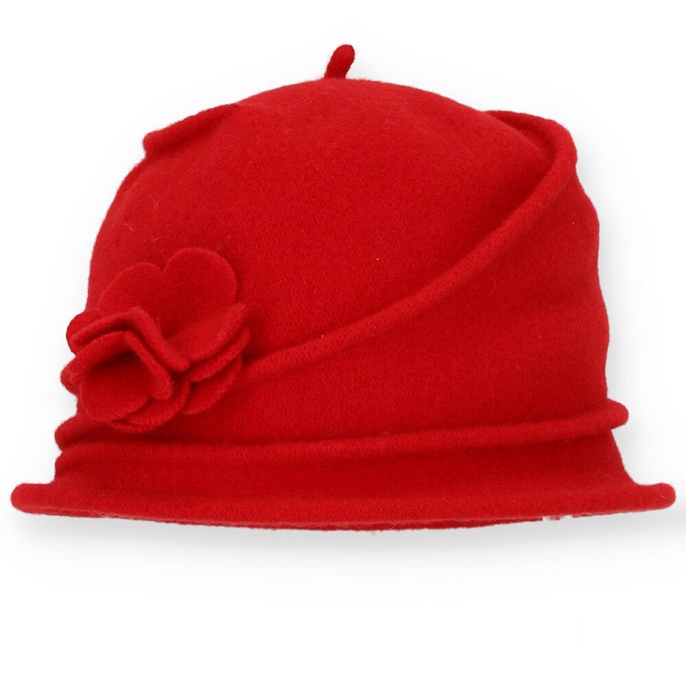 halsüberkopf Accessoires Filzhut Kappe Hut aus 100% Wolle mit Blumenapplika günstig online kaufen