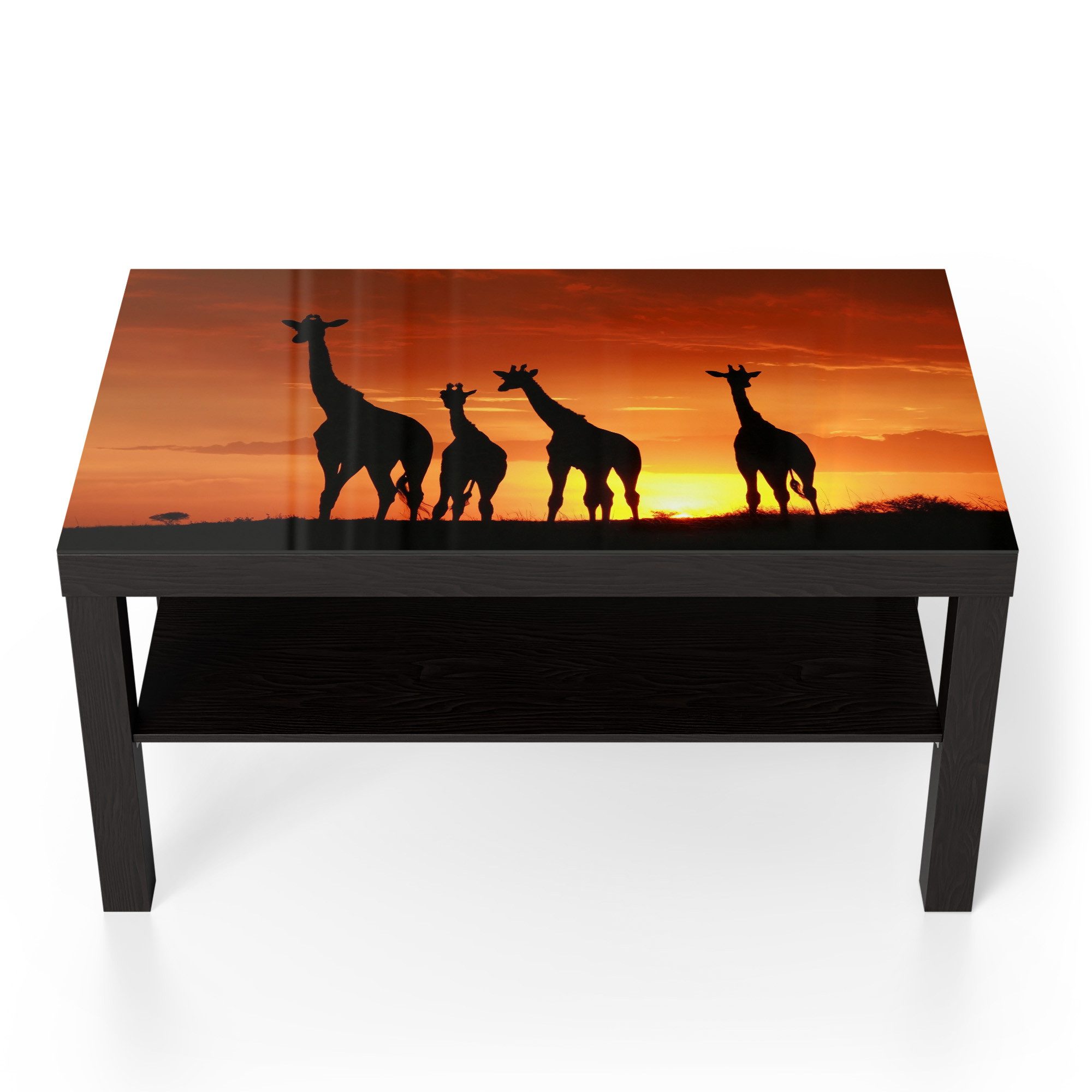 DEQORI Couchtisch 'Abend in der Savanne', Glas Beistelltisch Glastisch modern