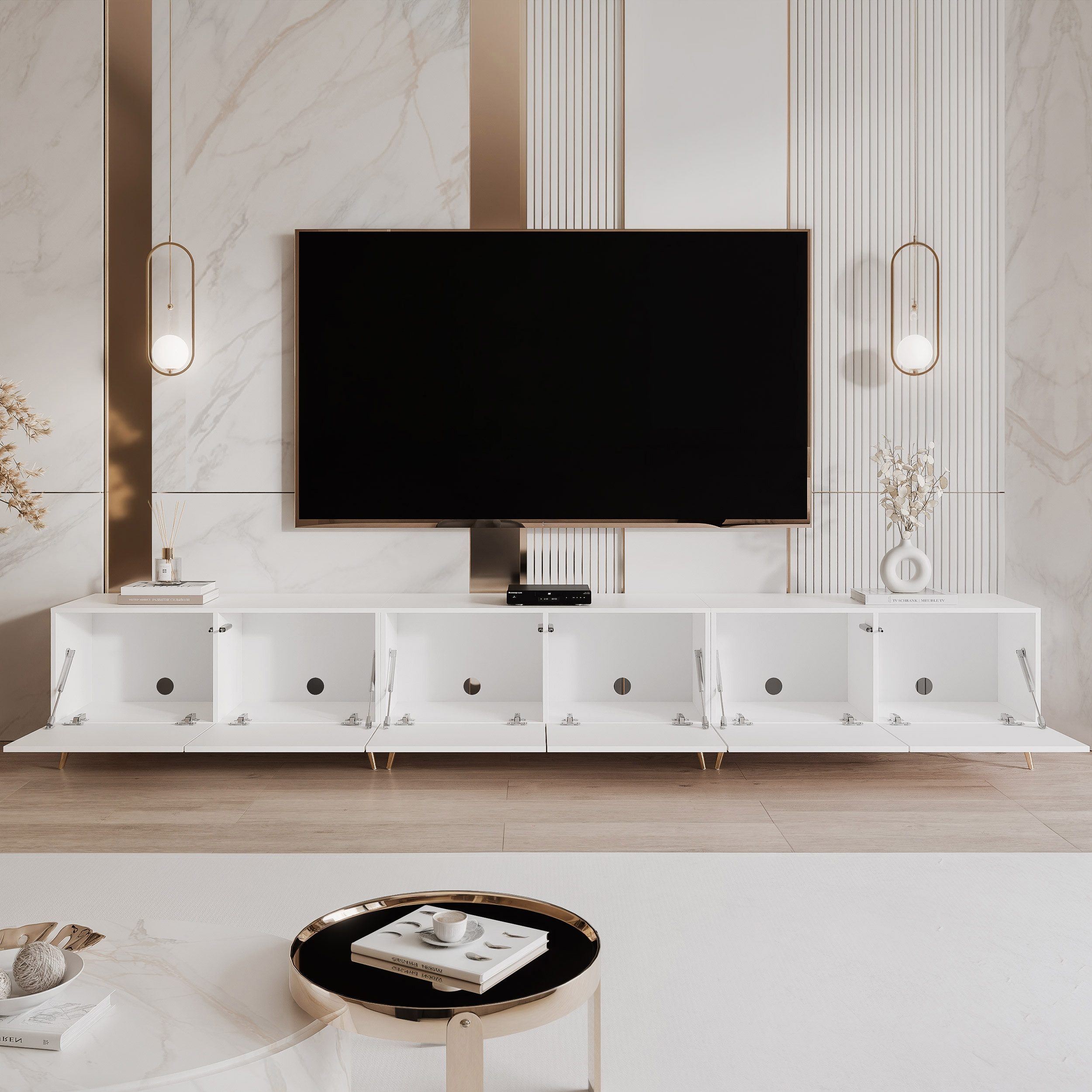 yourhouse24 Lowboard TV ANGEL 300 auf Füßen mit LED-Beleuchtung – Griffloses Design – Bild 4 von 5