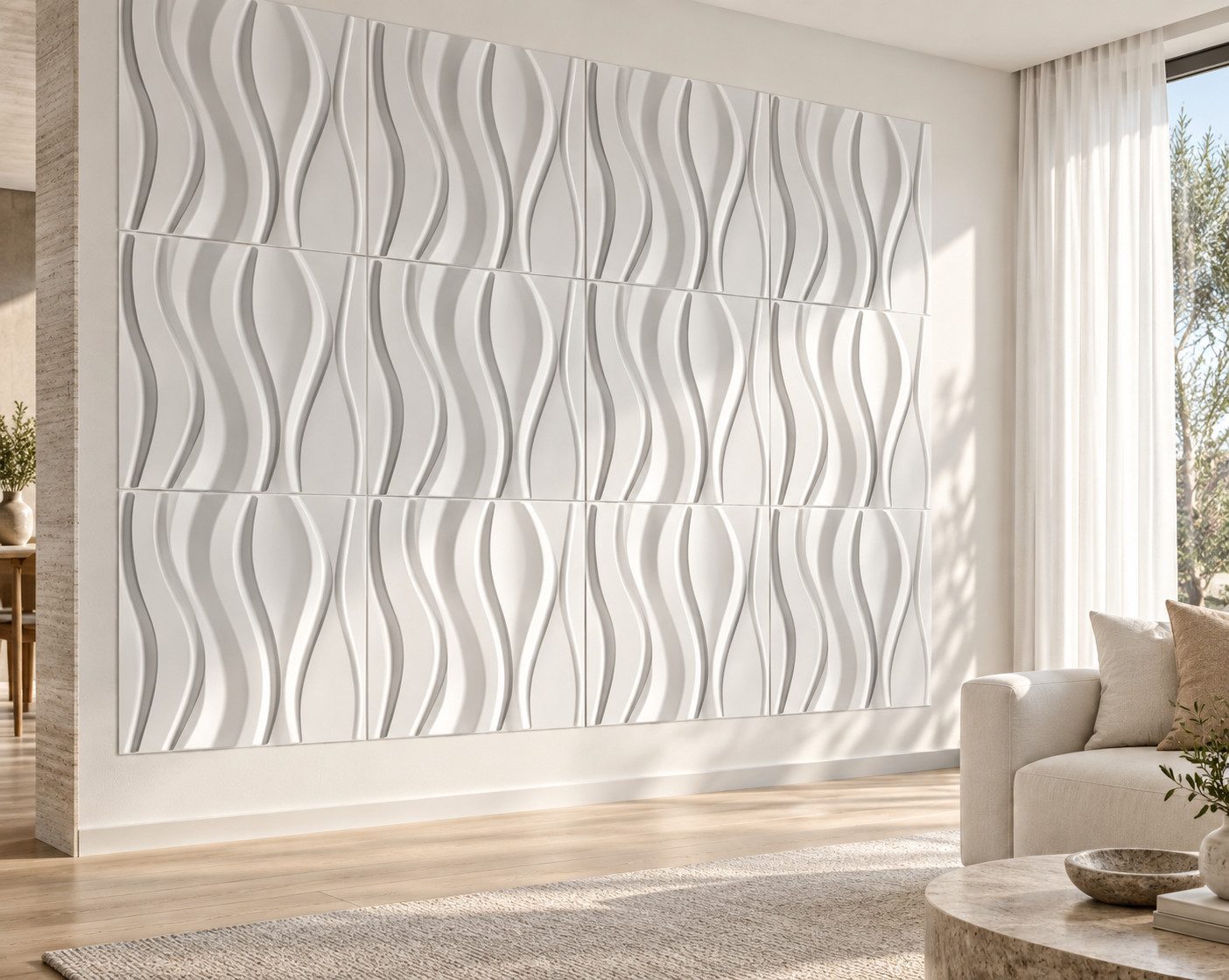 IKHEMalarka 3D Wandpaneel 3D Paneele PVC Kunststoffpaneele, BxL: 50,00x50,00 cm, 0,25 qm, (1 Stück, 3D Wandpaneele Deckenpaneele) hochwertige & harte PVC 3D Pla – Bild 4 von 5
